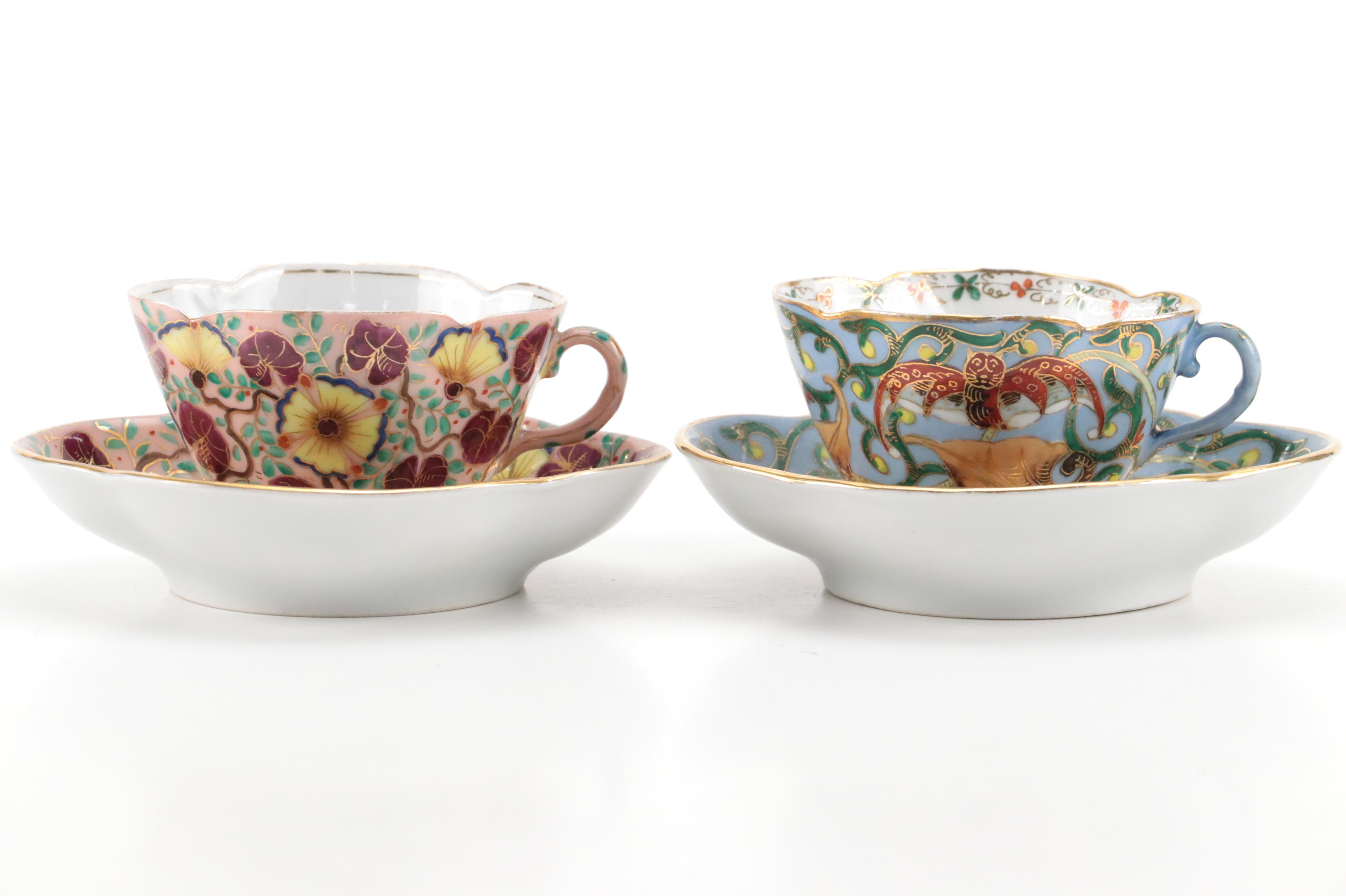 Fischer & Mieg Porcelain Royal Vienna Style Moorish Pattern Teacups