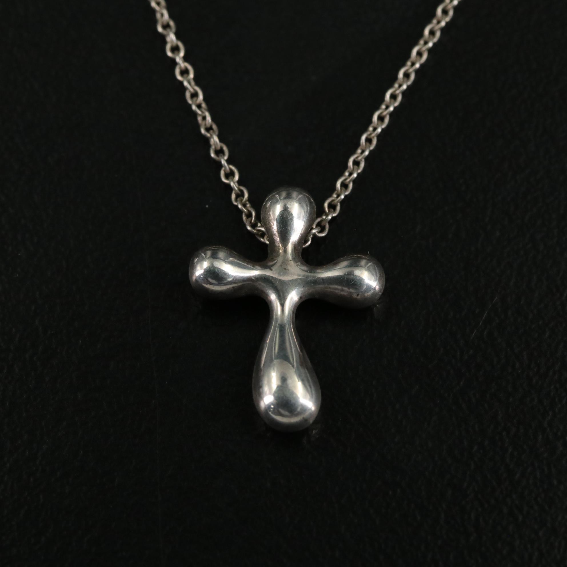 Elsa Peretti for Tiffany & Co. Sterling Puffy Cross Pendant Necklace