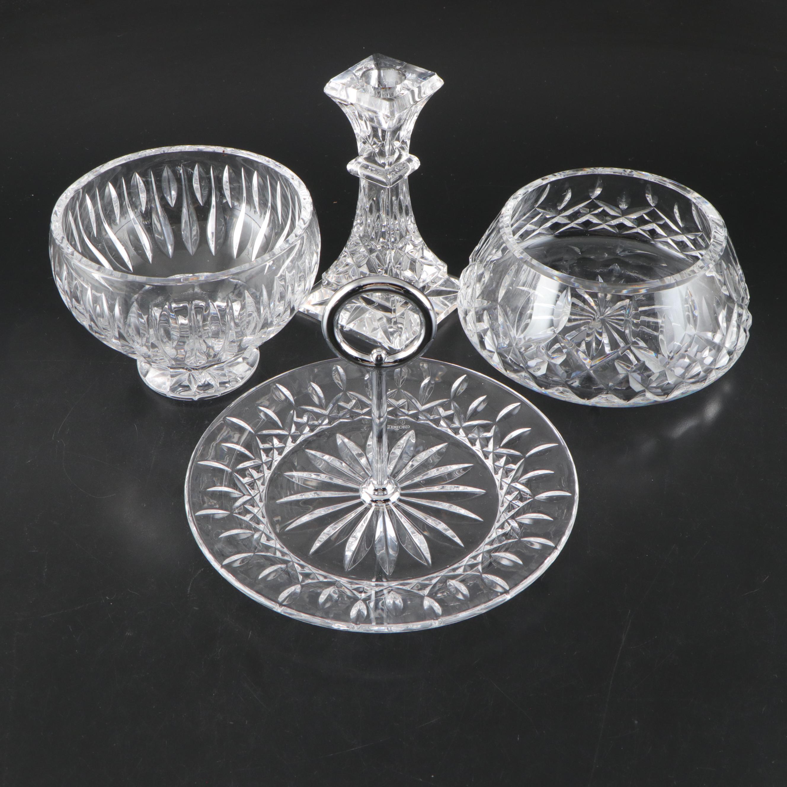 Waterford Crystal Bowls Including Marquis by Waterford, Candlestick & Plate