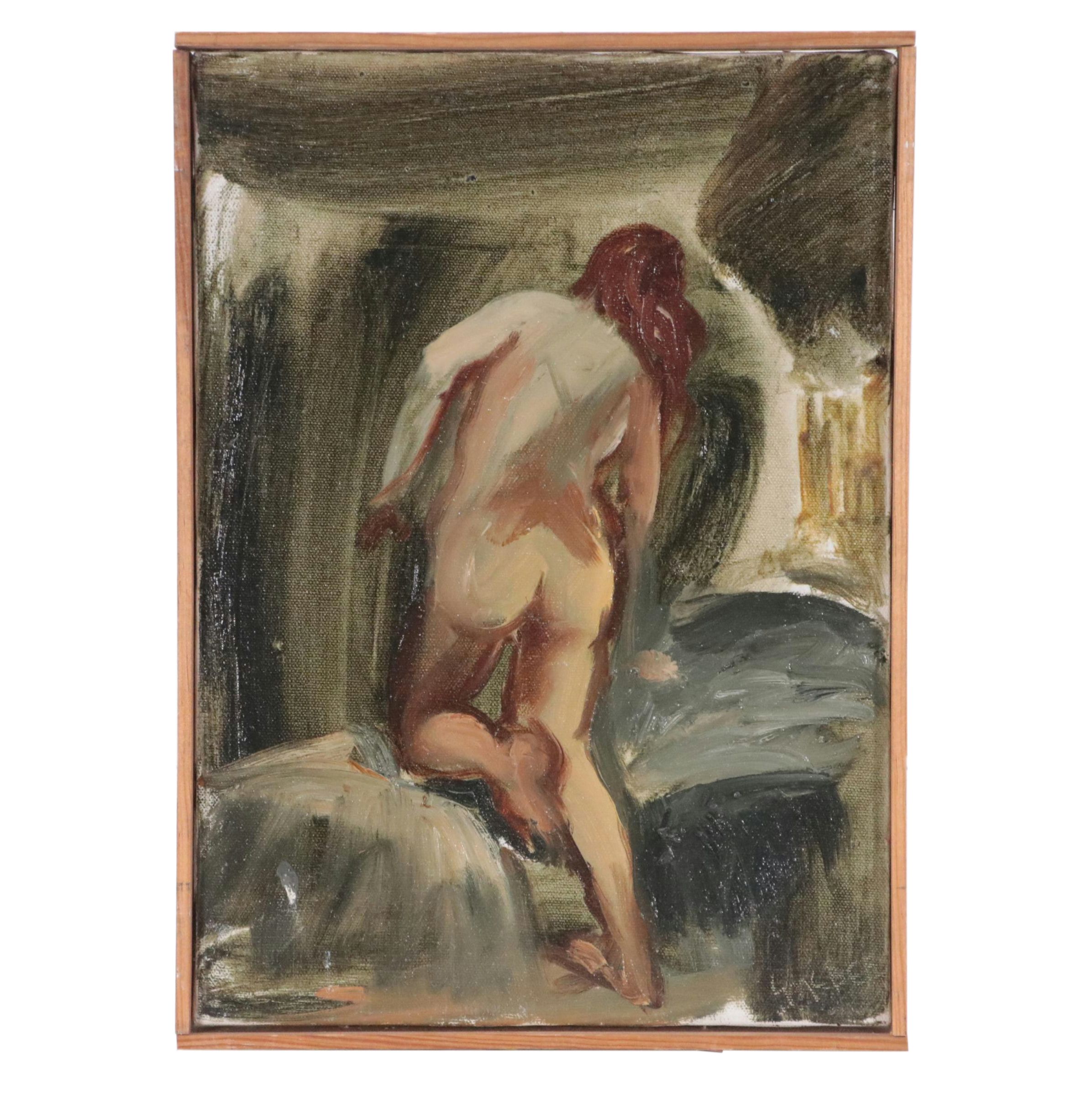 Oil Painting of Standing Female Nude