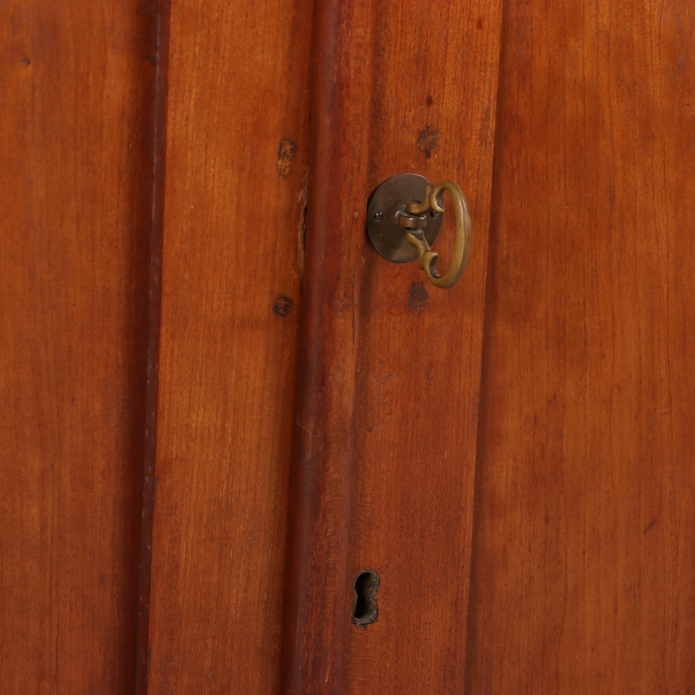 Federal Style Cherry and Tiger Maple Glass Front Corner Cabinet, 19th Century
