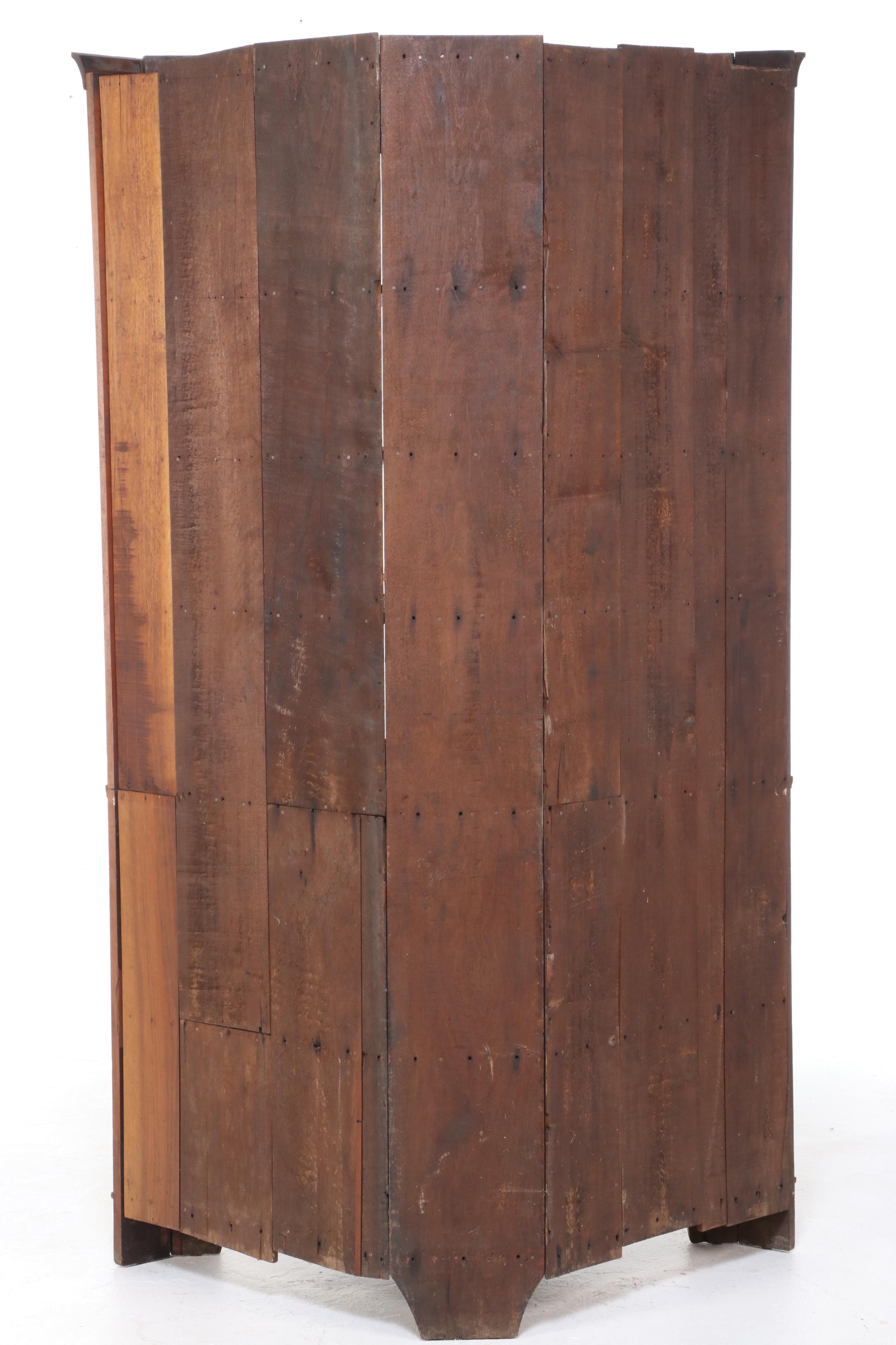 Federal Style Cherry and Tiger Maple Glass Front Corner Cabinet, 19th Century