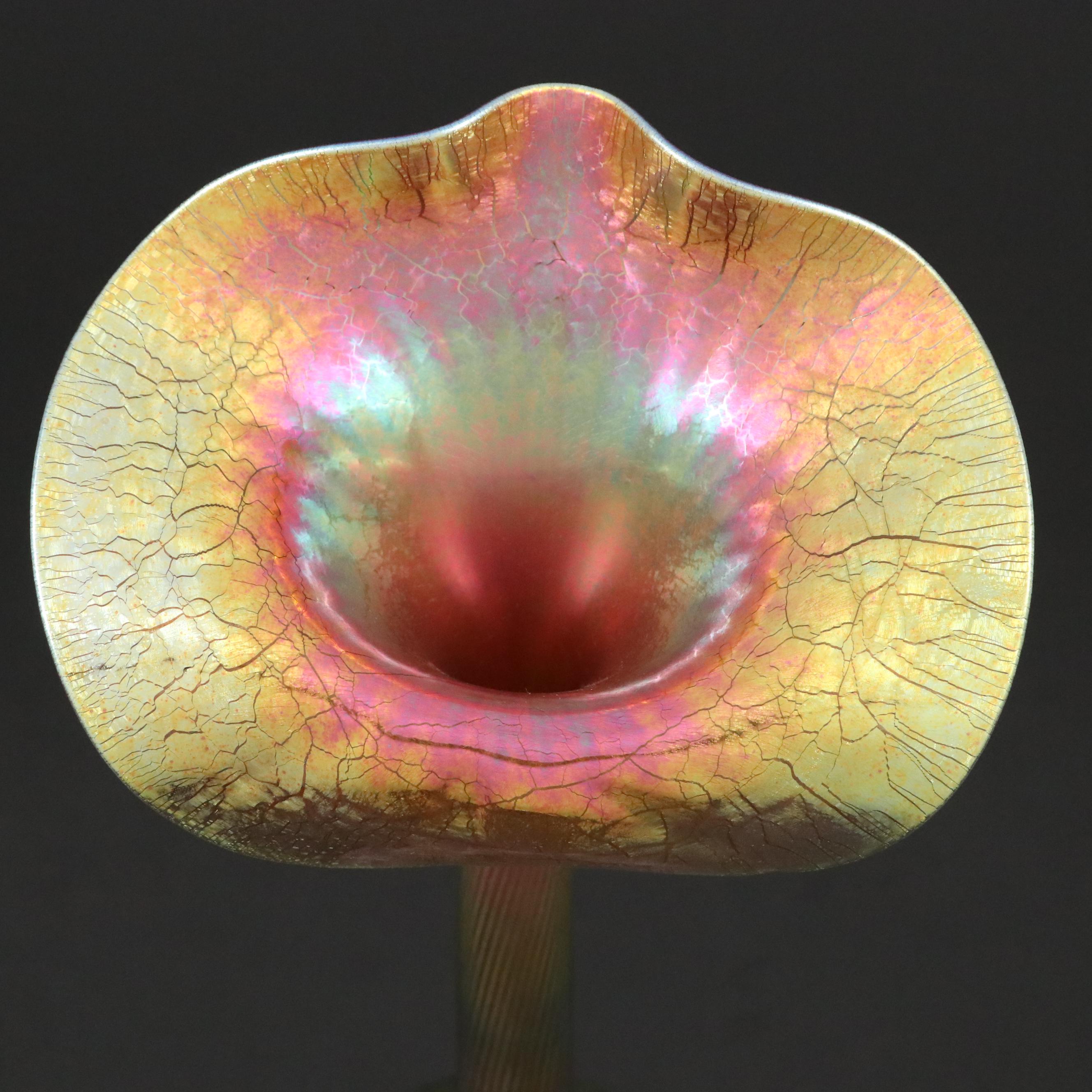 Lundberg Studios Handblown Jack-in-the-Pulpit Iridescent Art Glass Vase