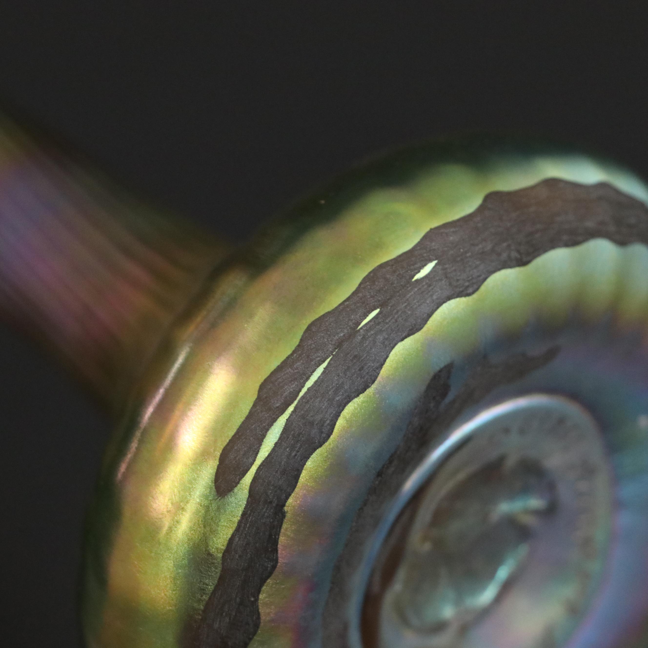 Lundberg Studios Handblown Jack-in-the-Pulpit Iridescent Art Glass Vase