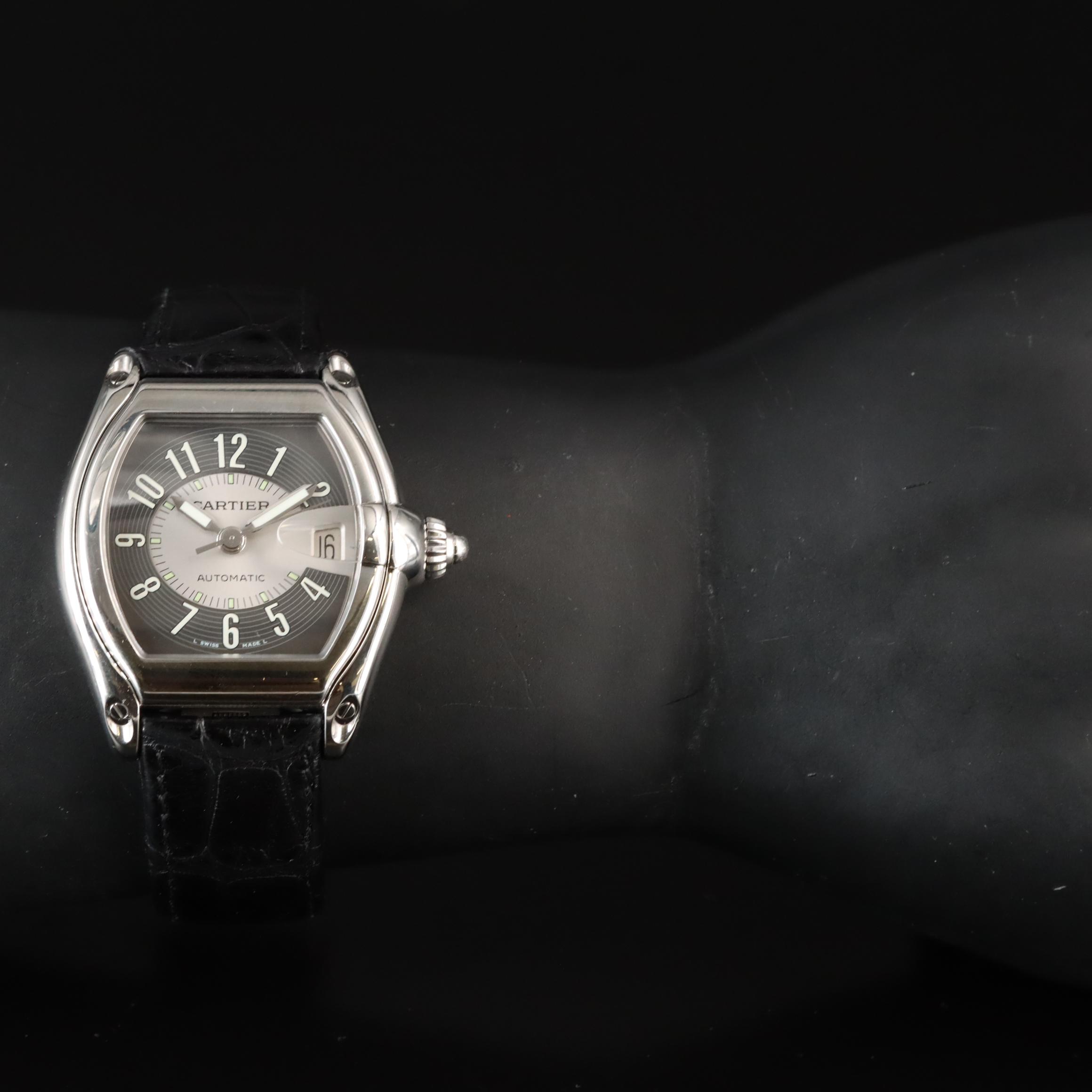 Cartier Roadster Gray Silver Tuxedo Dial Steel Automatic Watch