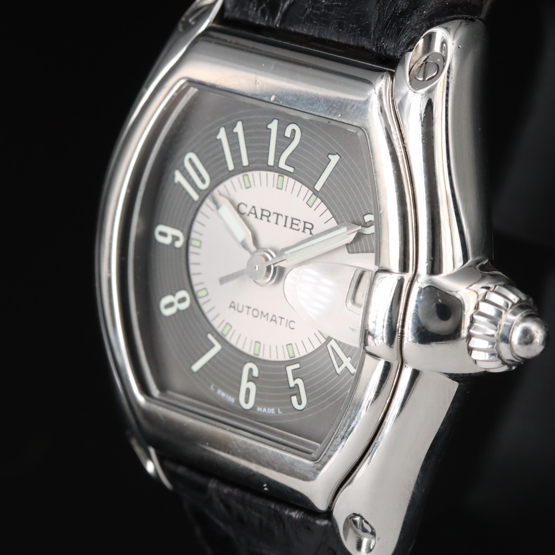 Cartier Roadster Gray Silver Tuxedo Dial Steel Automatic Watch