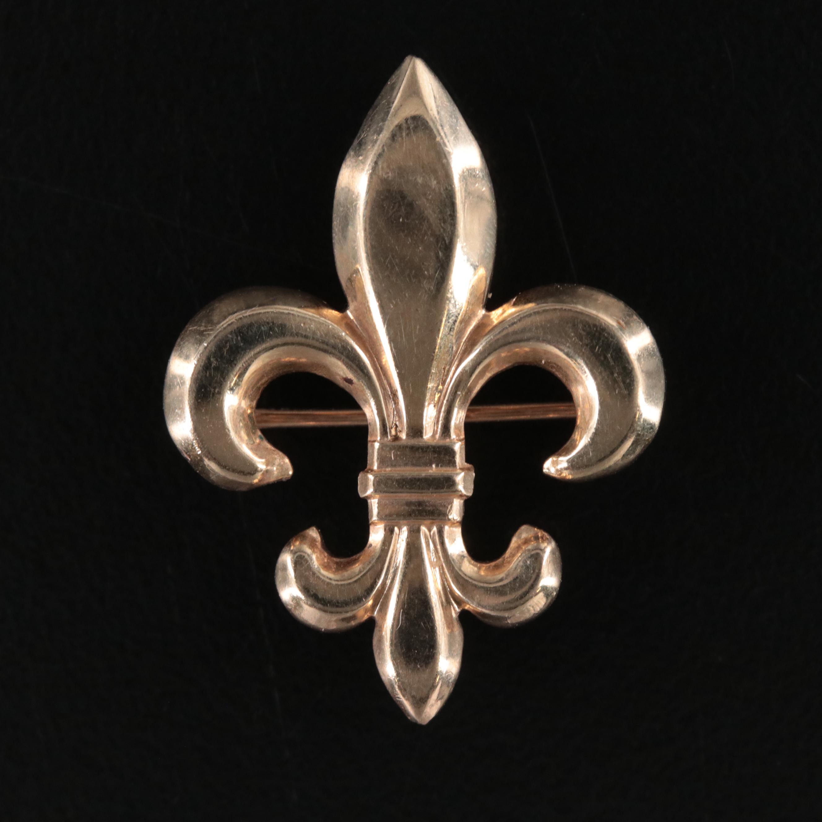 14K Fleur-de-Lis Brooch