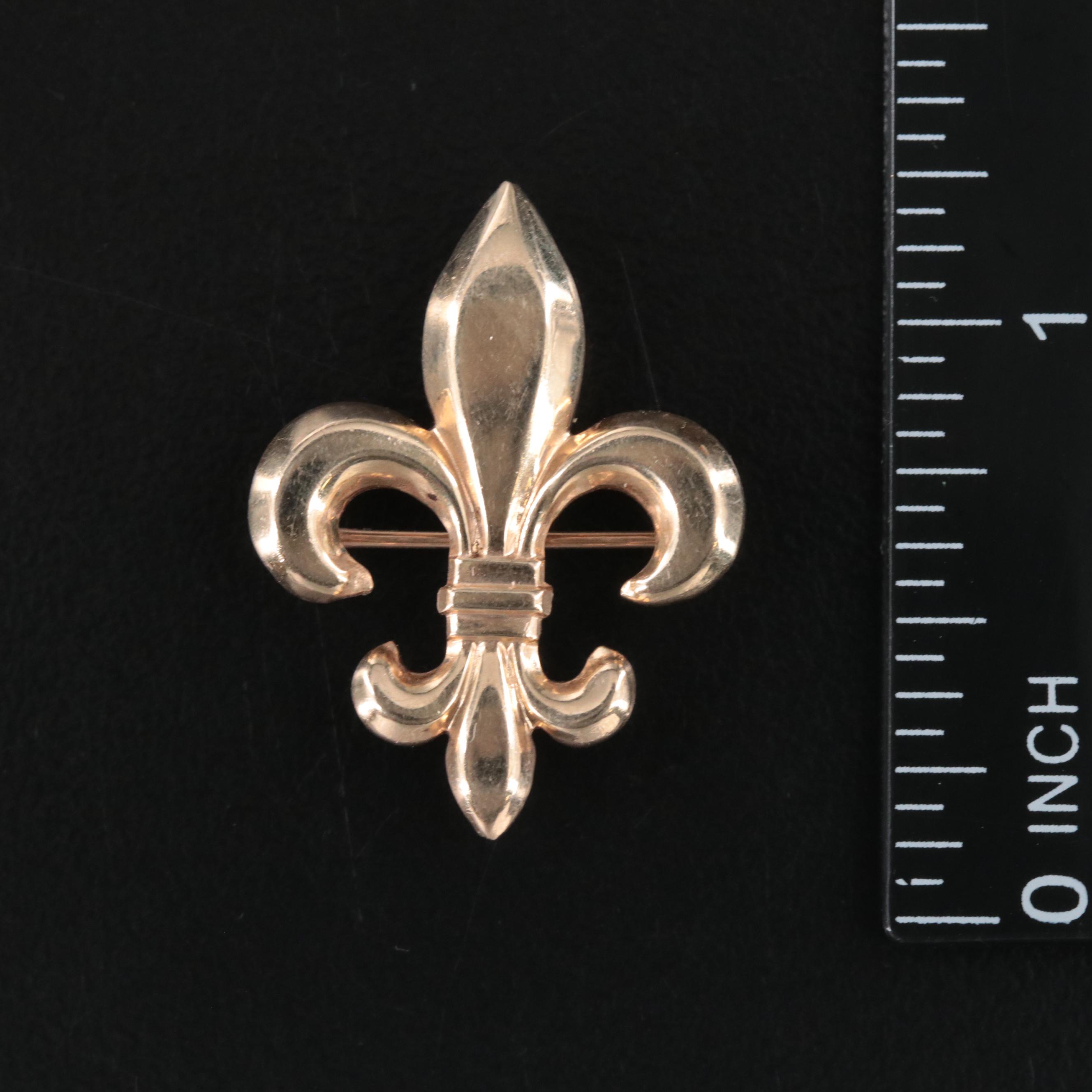 14K Fleur-de-Lis Brooch