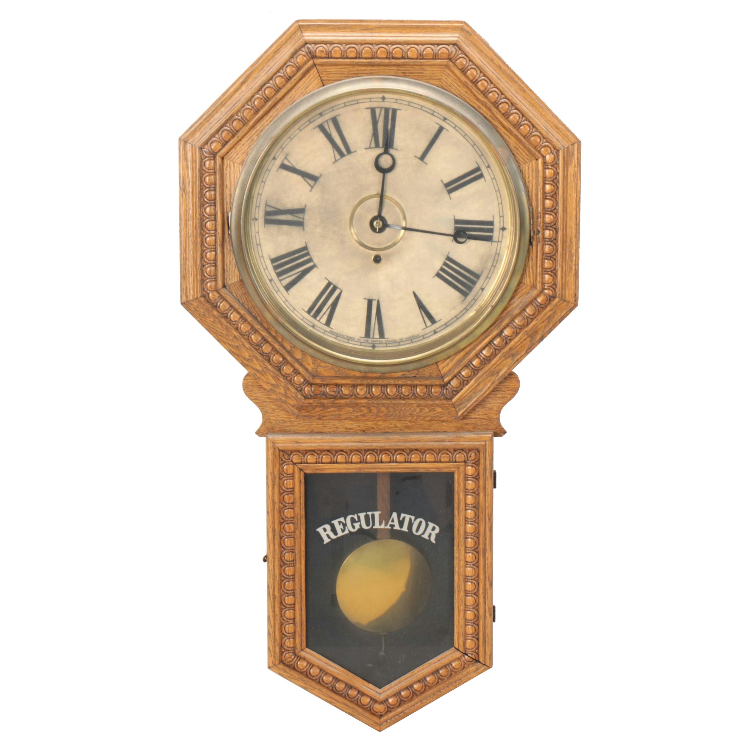 Wm. L. Gilbert Oak "Consort" Regulator Wall Clock, Late 19th/Early 20th Century
