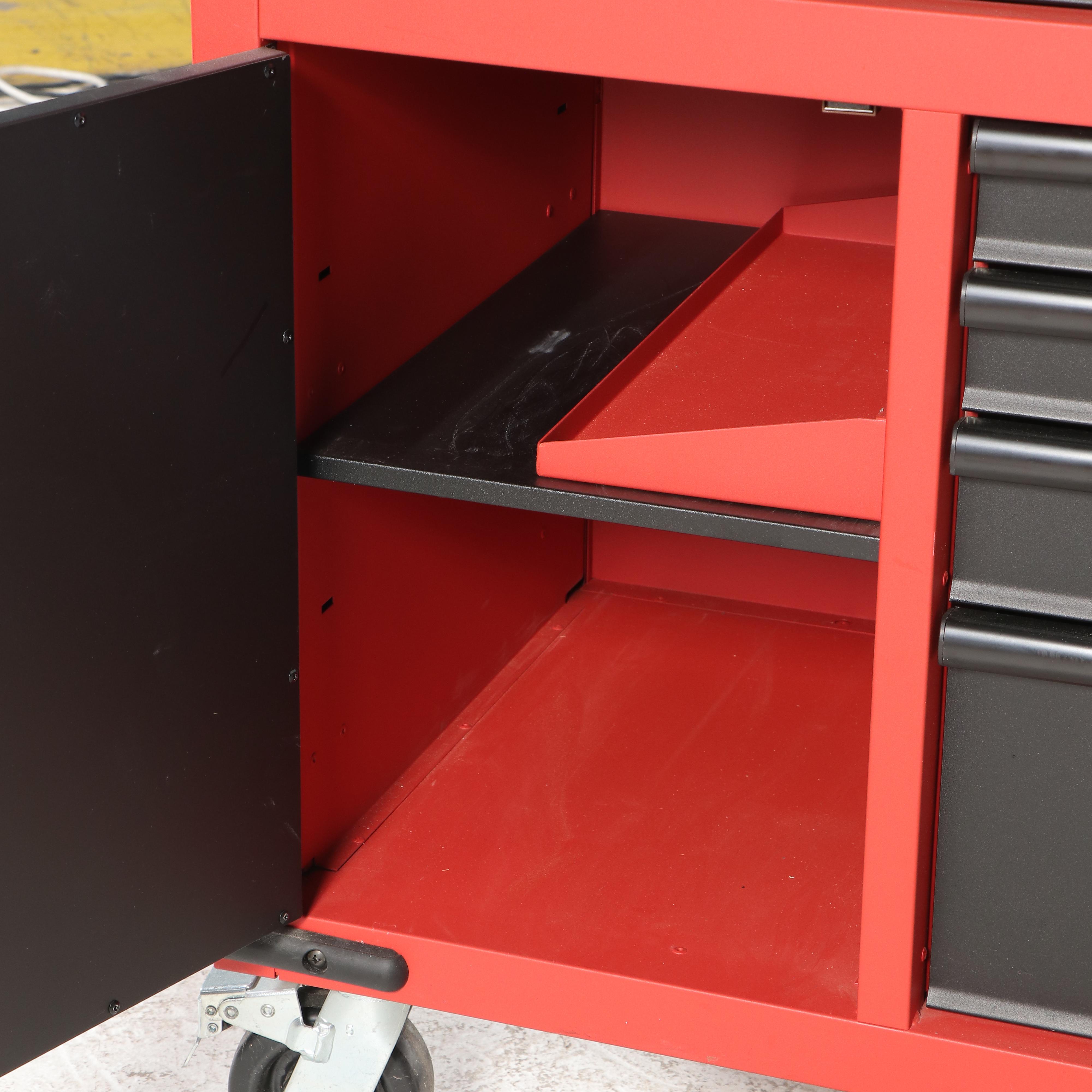 Milwaukee Tool Bench on Locking Casters With Peg Board Organizer and Tools