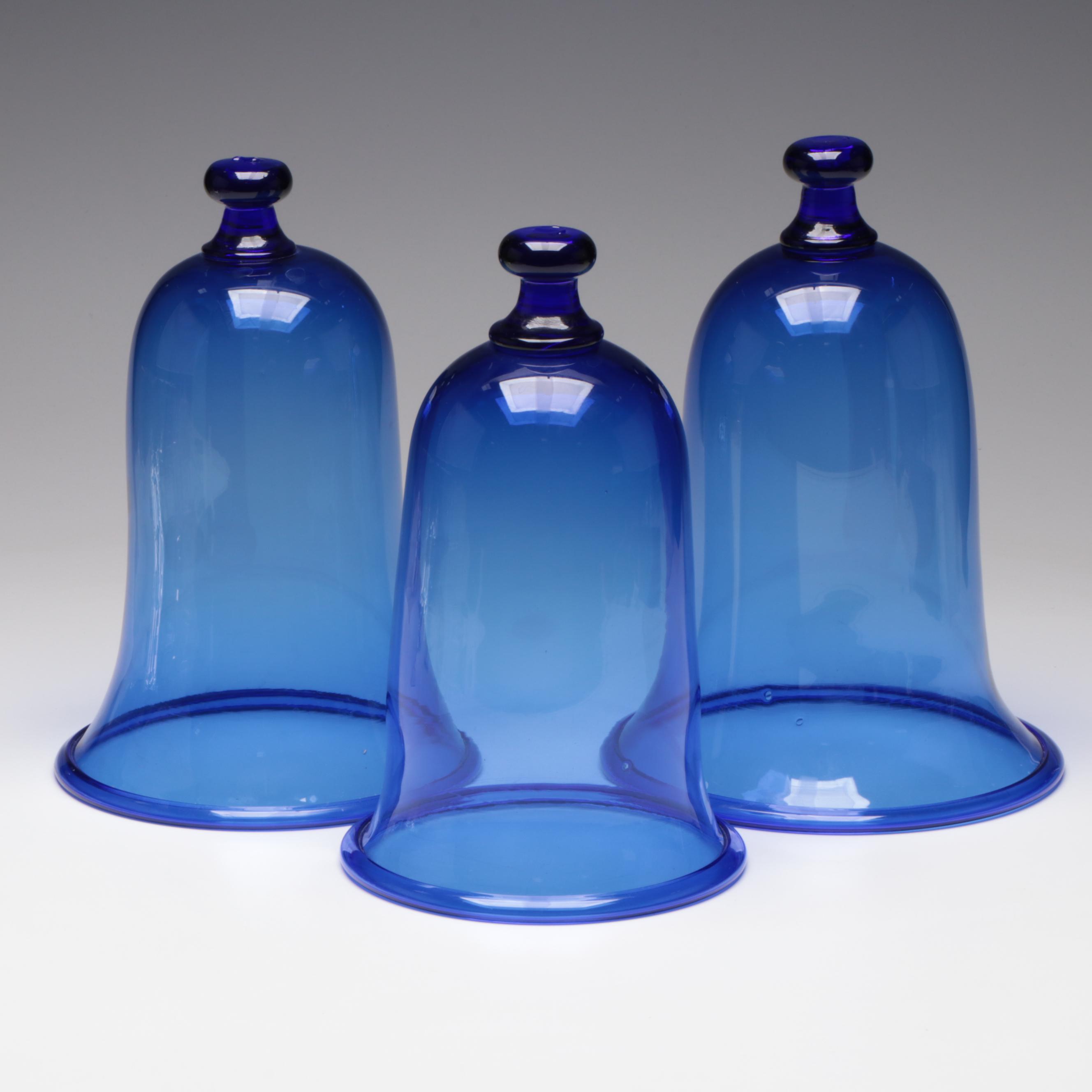 Handblown Colbert Blue Glass Display Domes