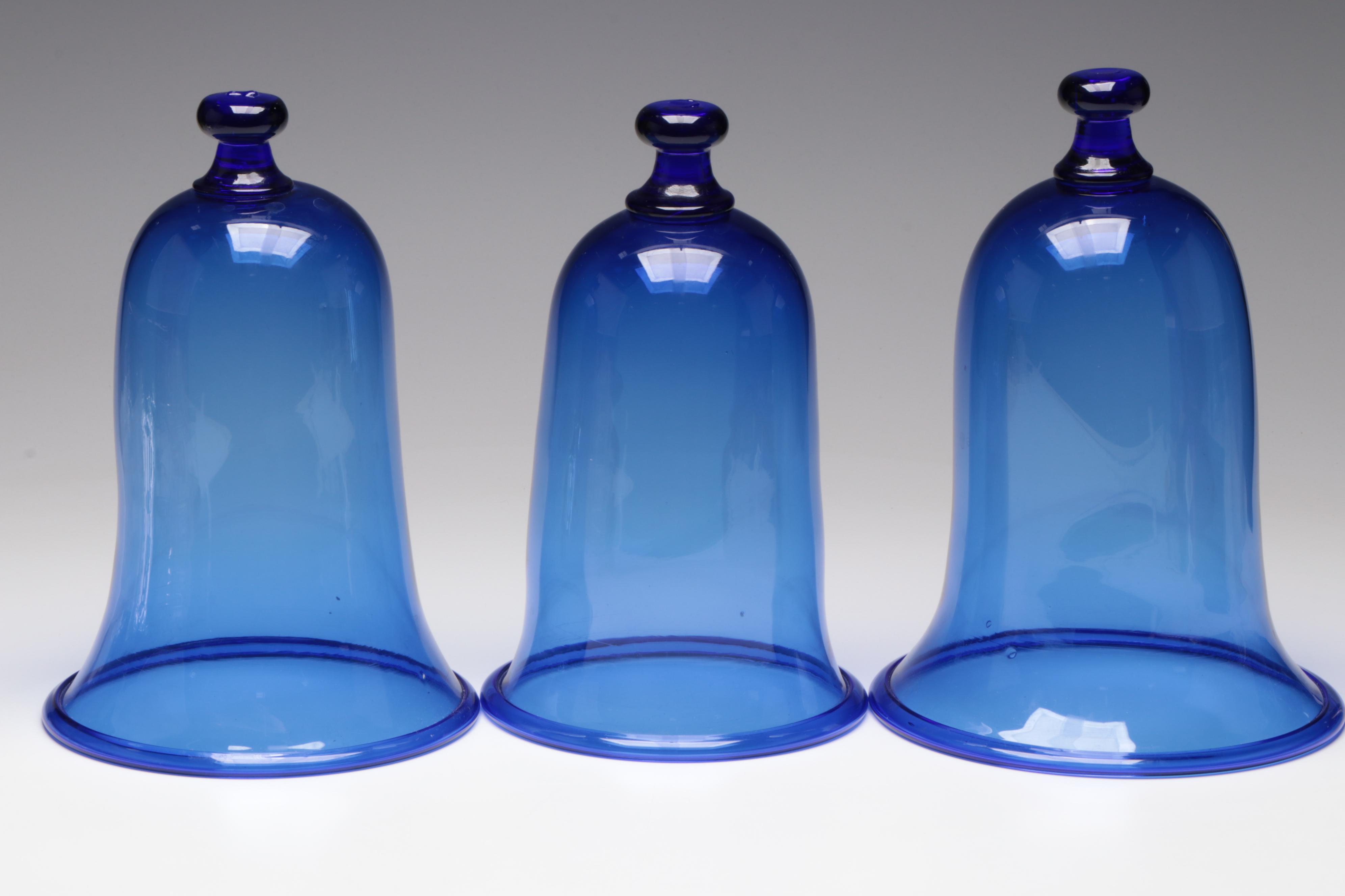 Handblown Colbert Blue Glass Display Domes