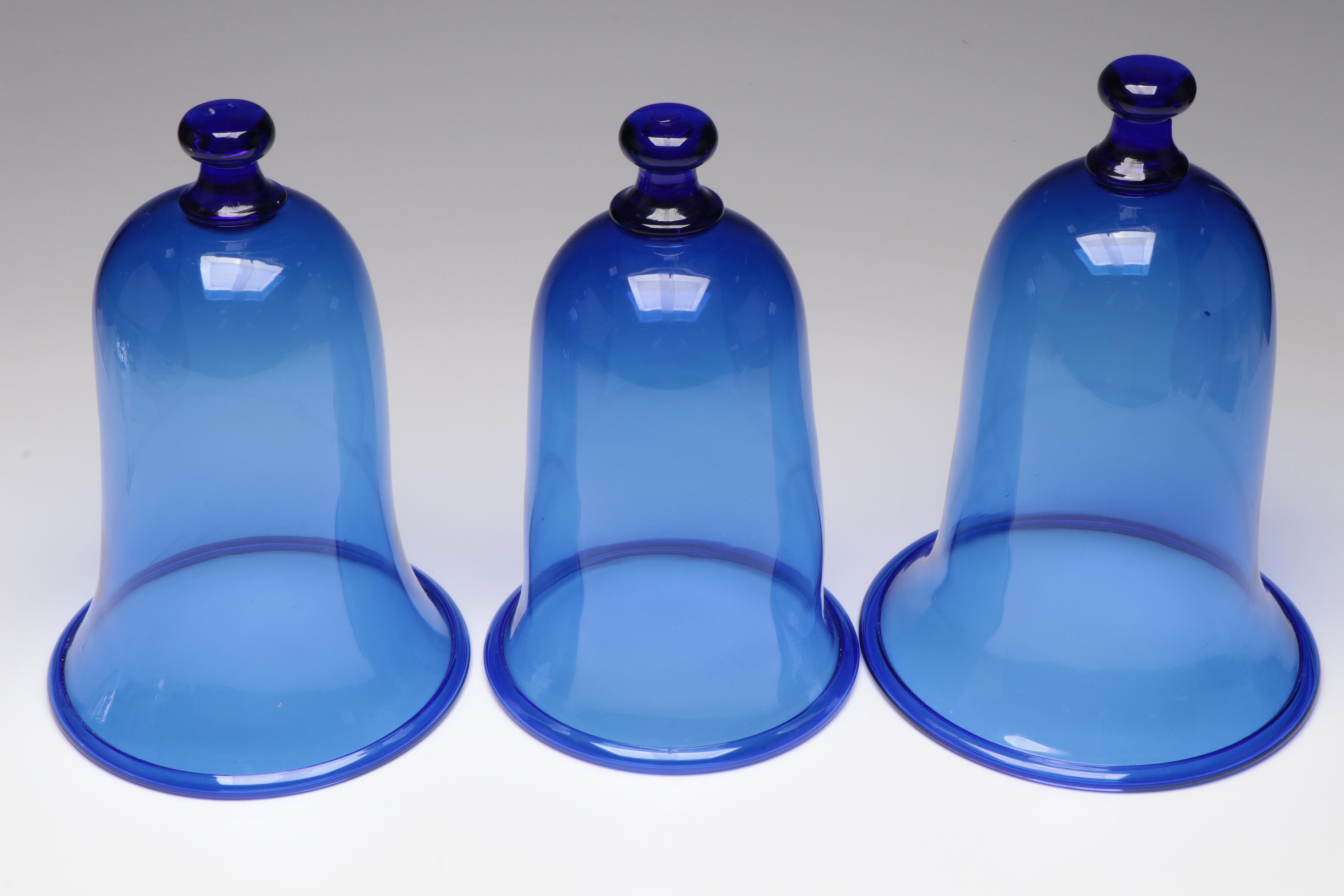 Handblown Colbert Blue Glass Display Domes