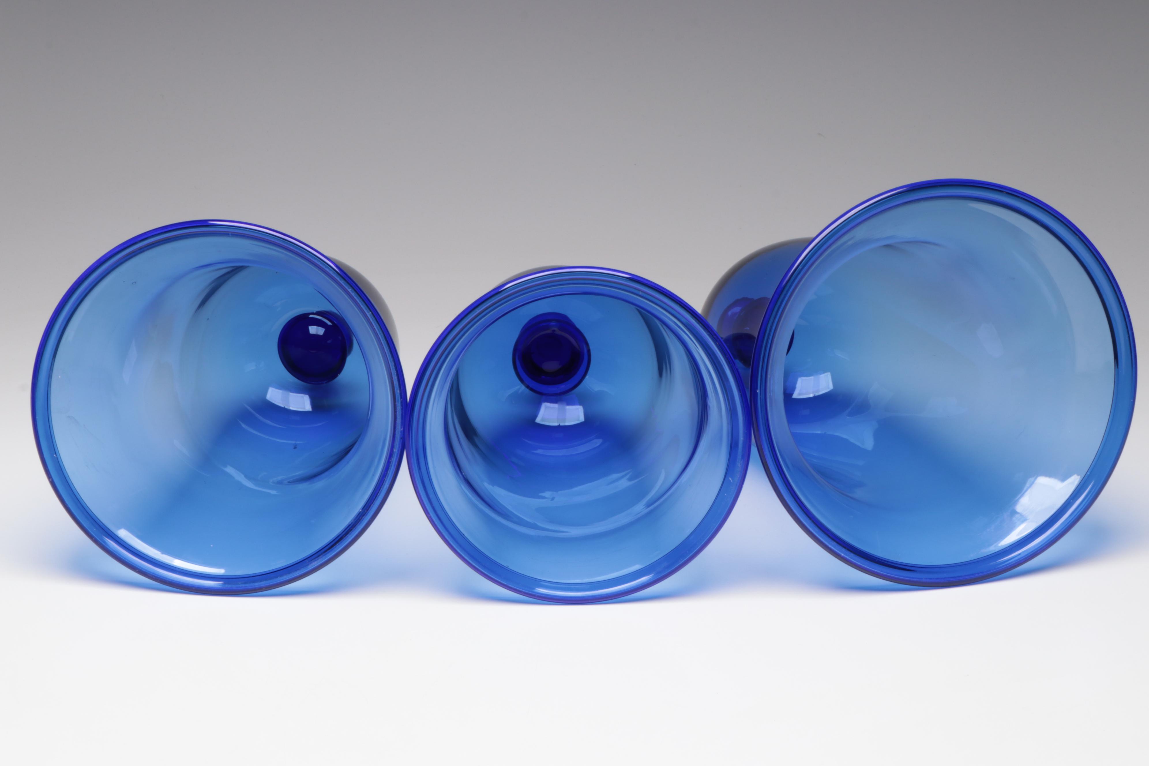 Handblown Colbert Blue Glass Display Domes