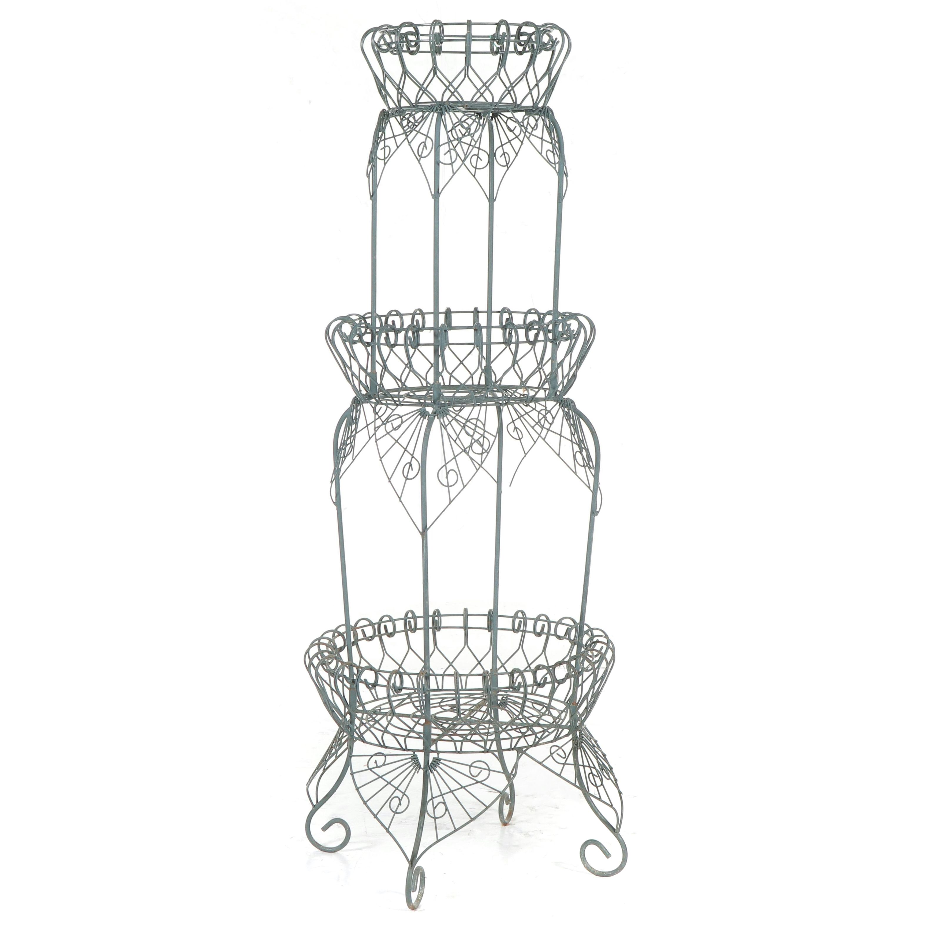 French Wire Style Three-Tiered Plant Stand