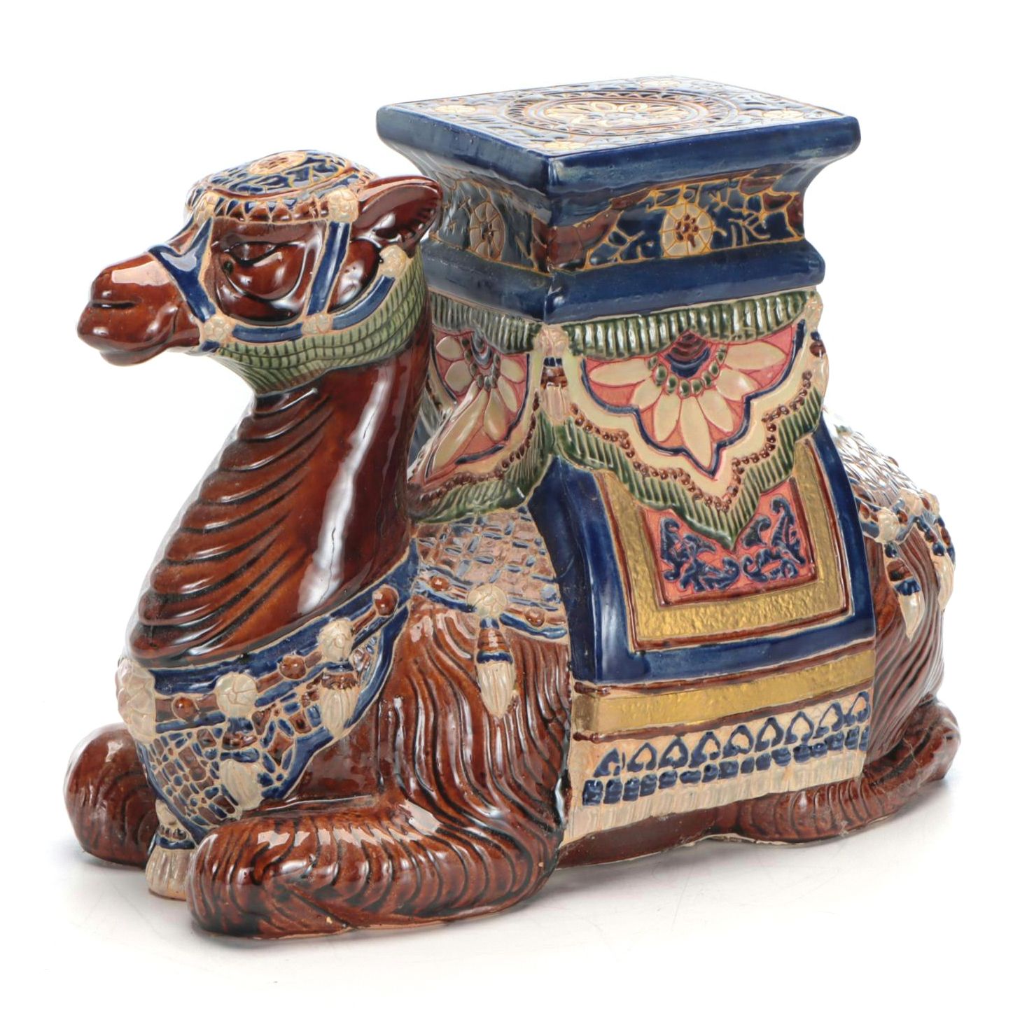 Moorish Style Hand-Painted Ceramic Camel Garden Stool