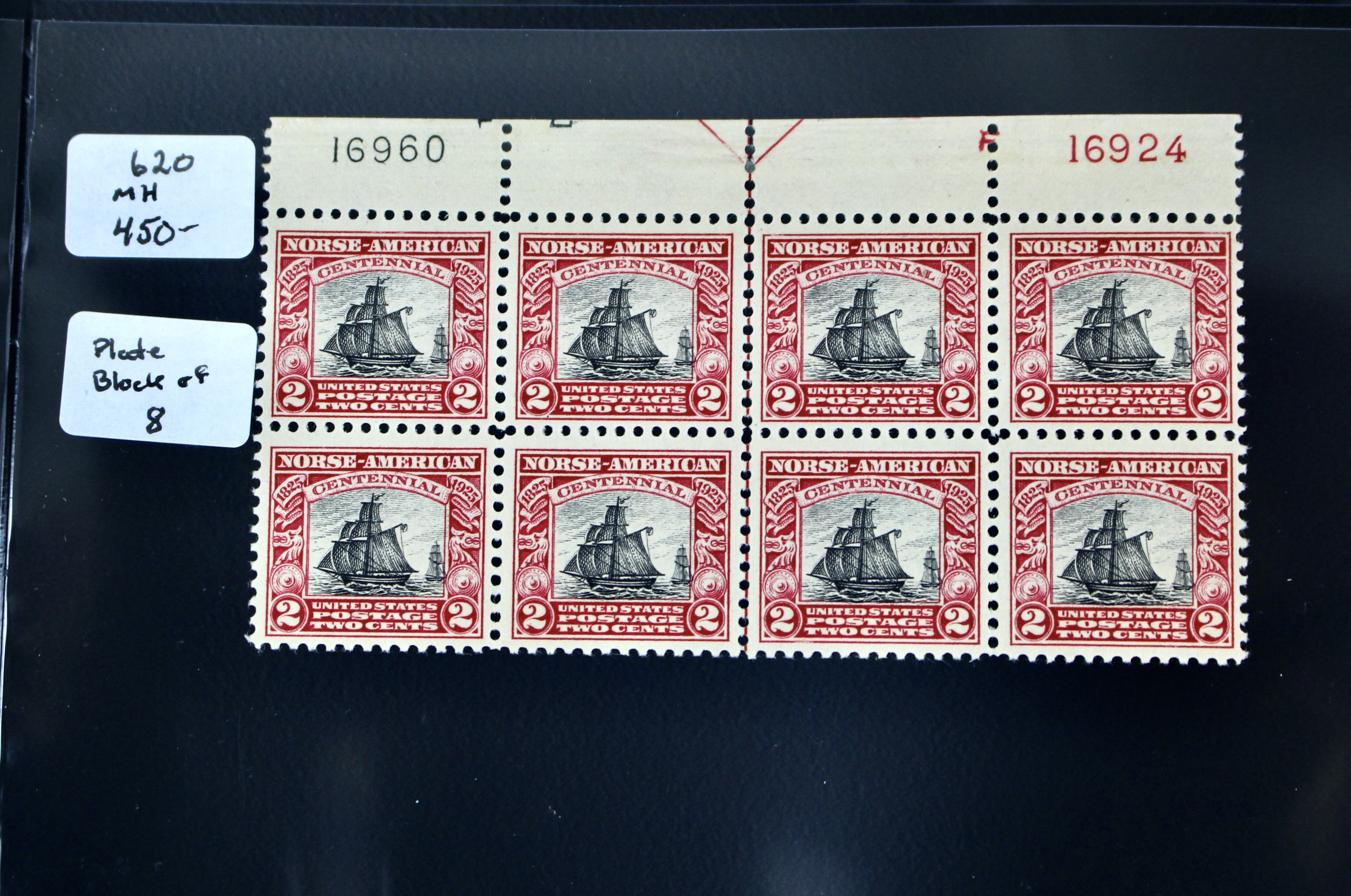 Two Early Mint Condition U.S. Plate Blocks, Scott #s 528 and 620