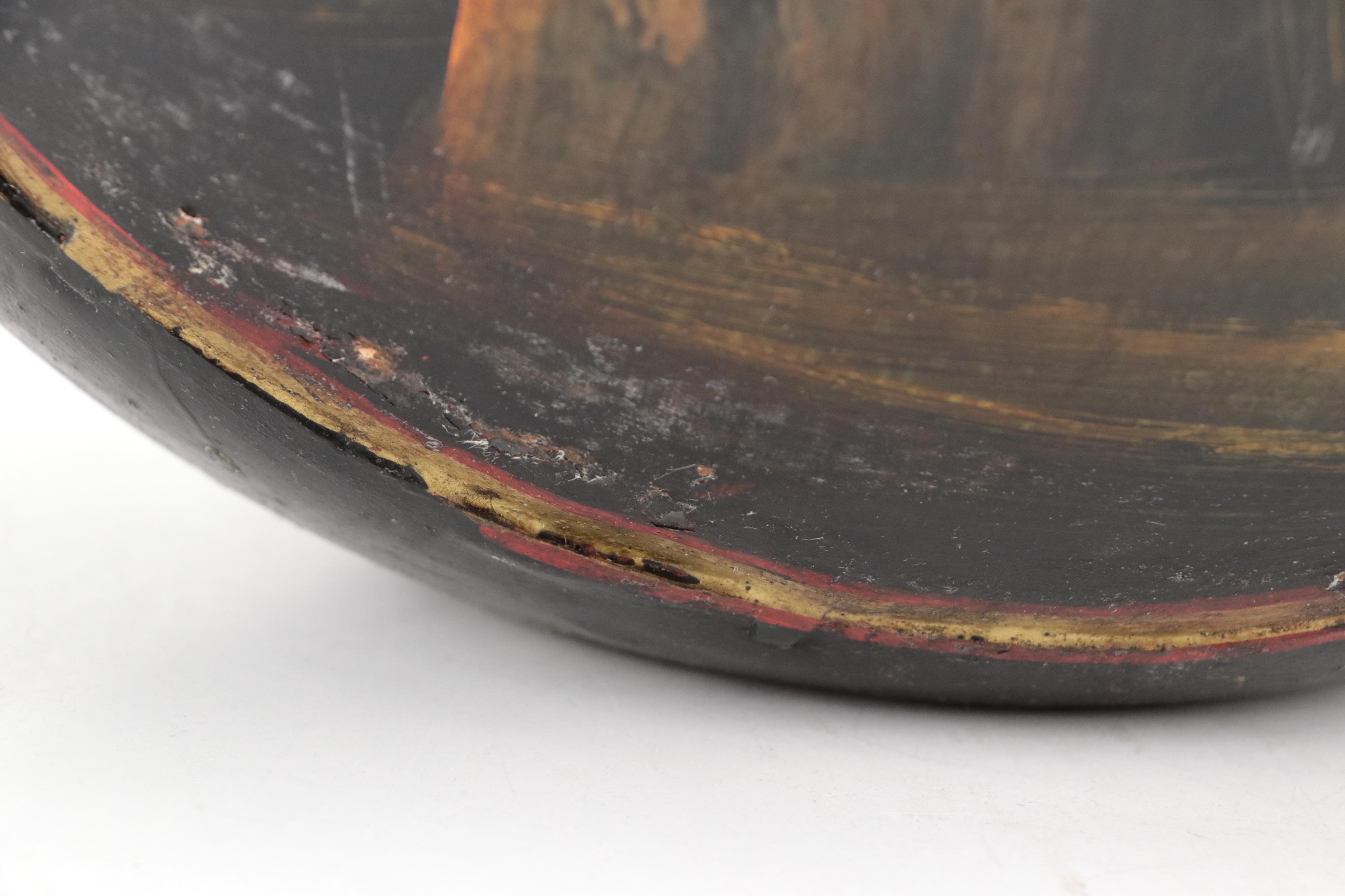 Indian Gilt Hand-Painted Brass Vase with Woven Fiber Rope