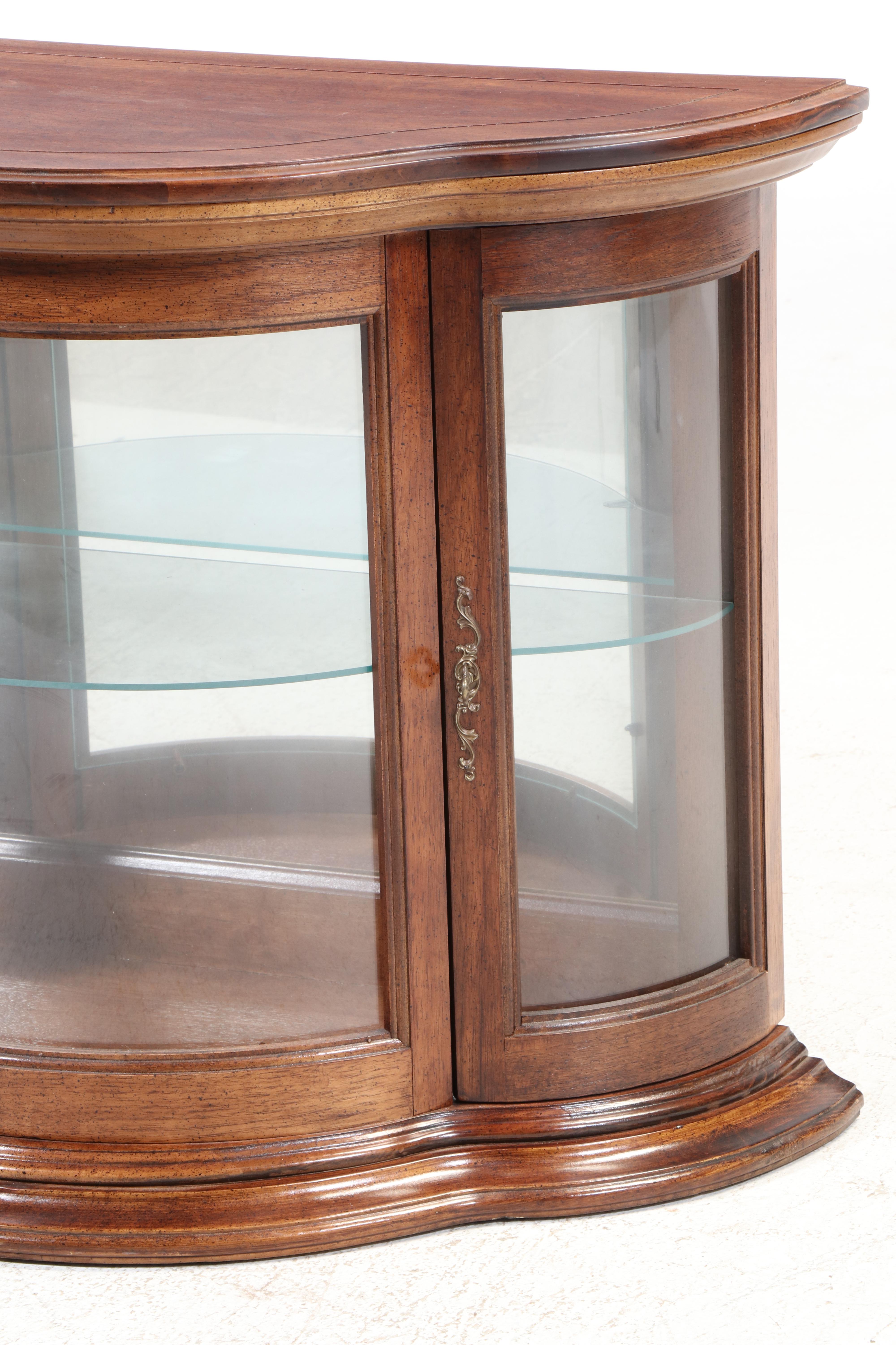 French Provincial Style Oak Demilune Display Cabinet, Late 20th Century