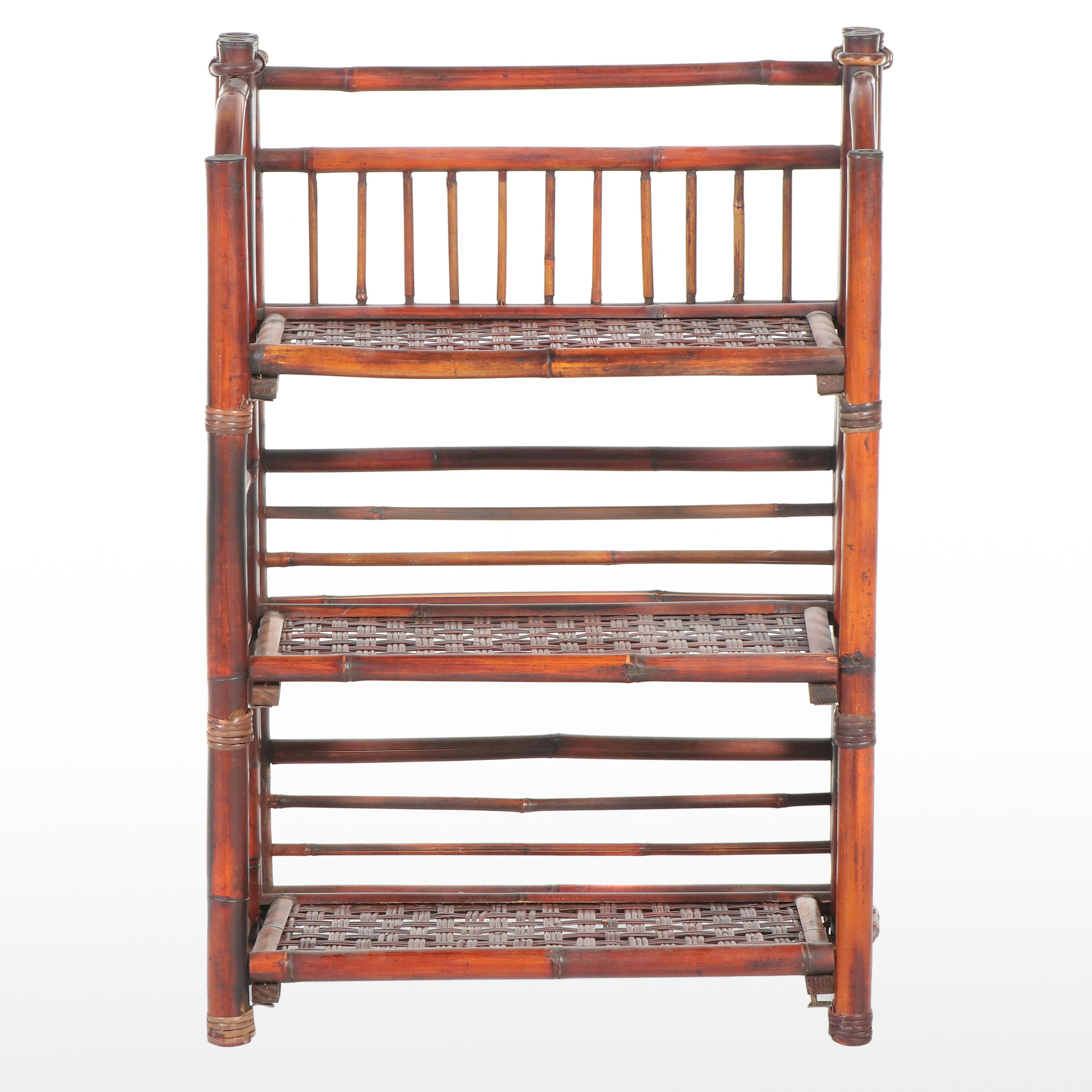Bamboo Three-Tier Folding Bookshelf