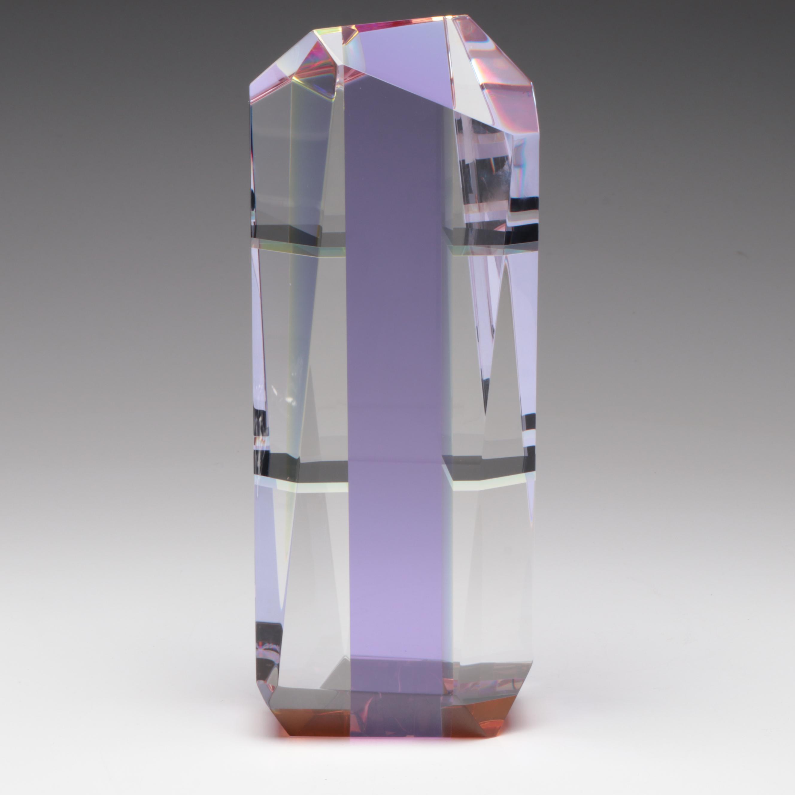 Paul Manners "Anja" Geometric Prismatic Studio Art Glass Sculpture, 1986