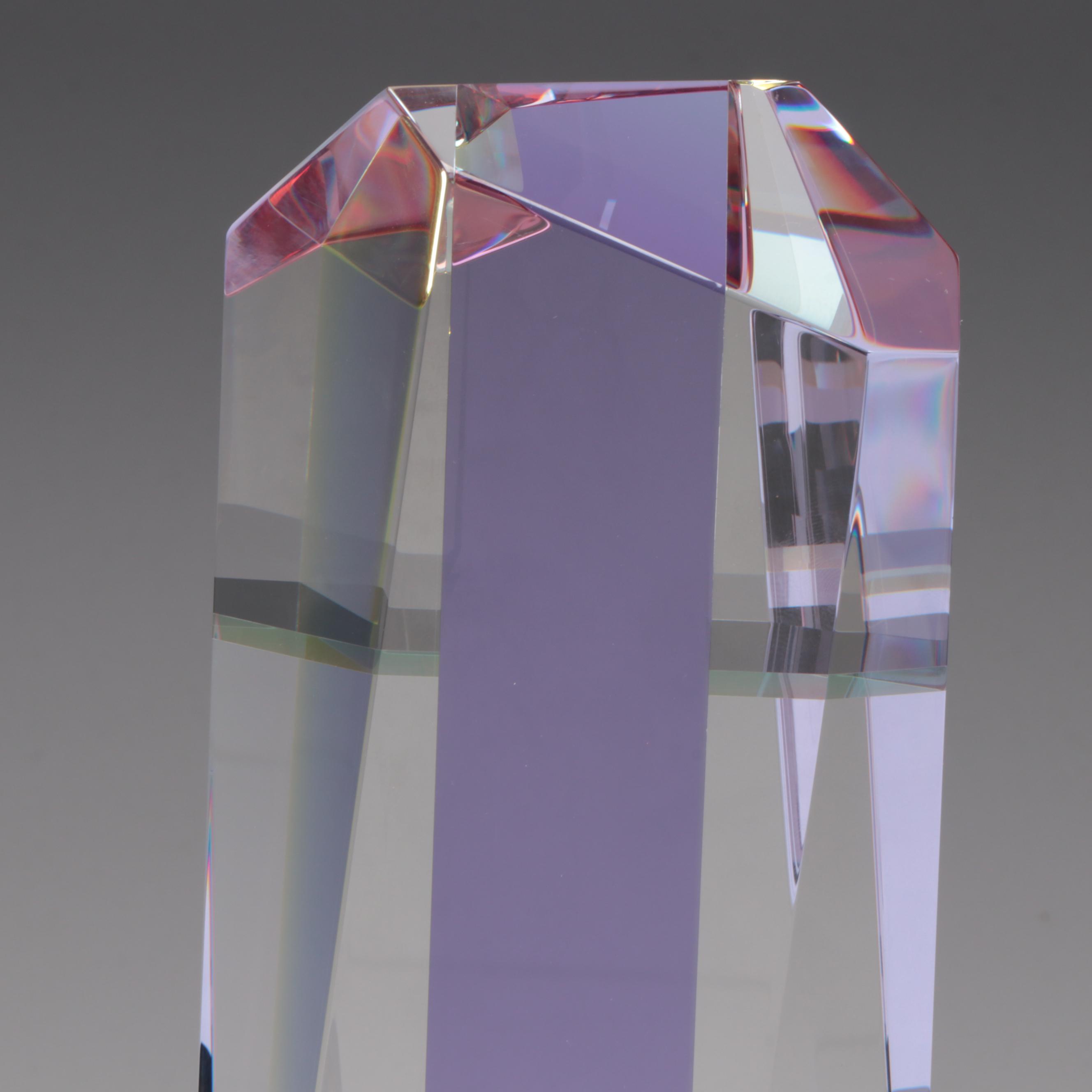 Paul Manners "Anja" Geometric Prismatic Studio Art Glass Sculpture, 1986