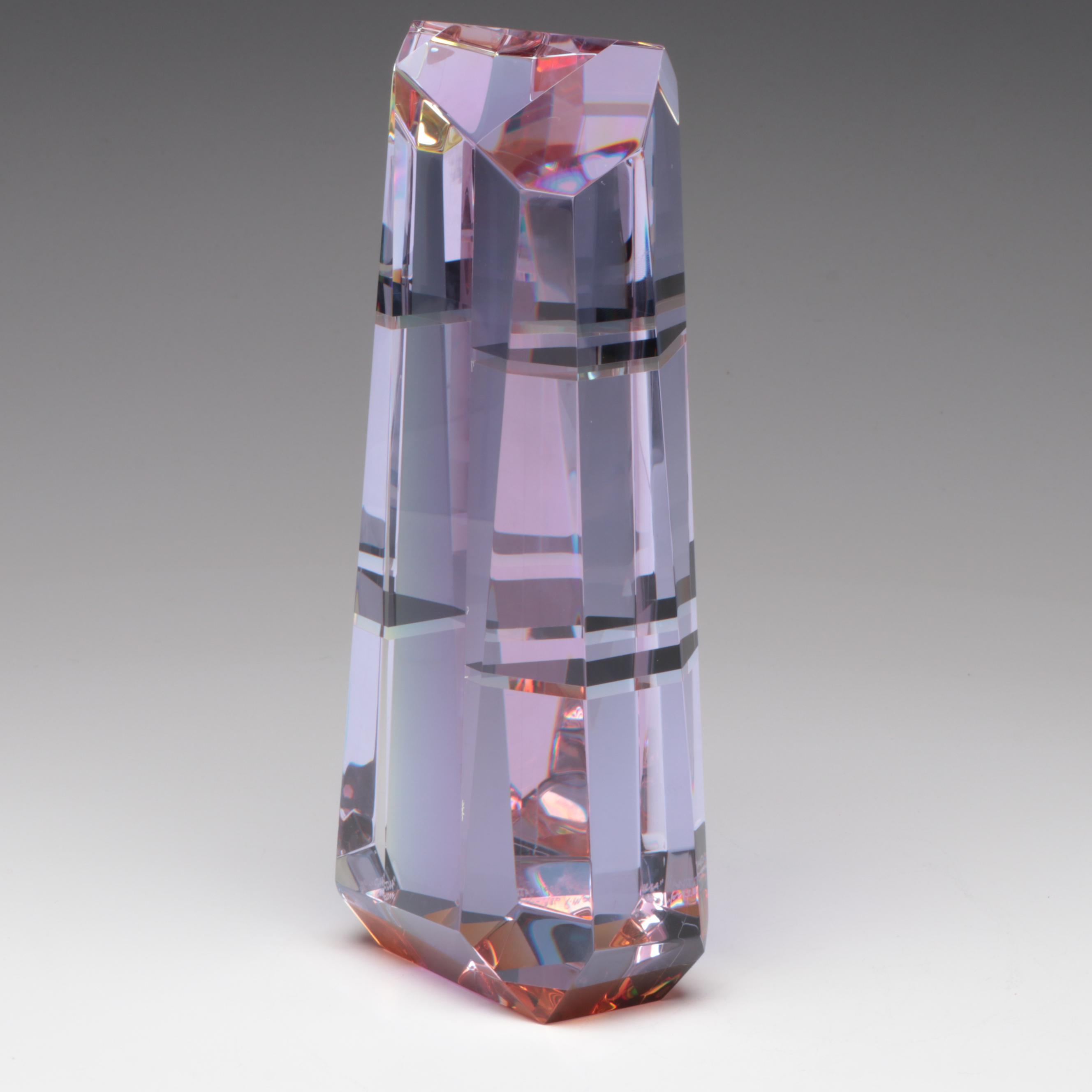 Paul Manners "Anja" Geometric Prismatic Studio Art Glass Sculpture, 1986