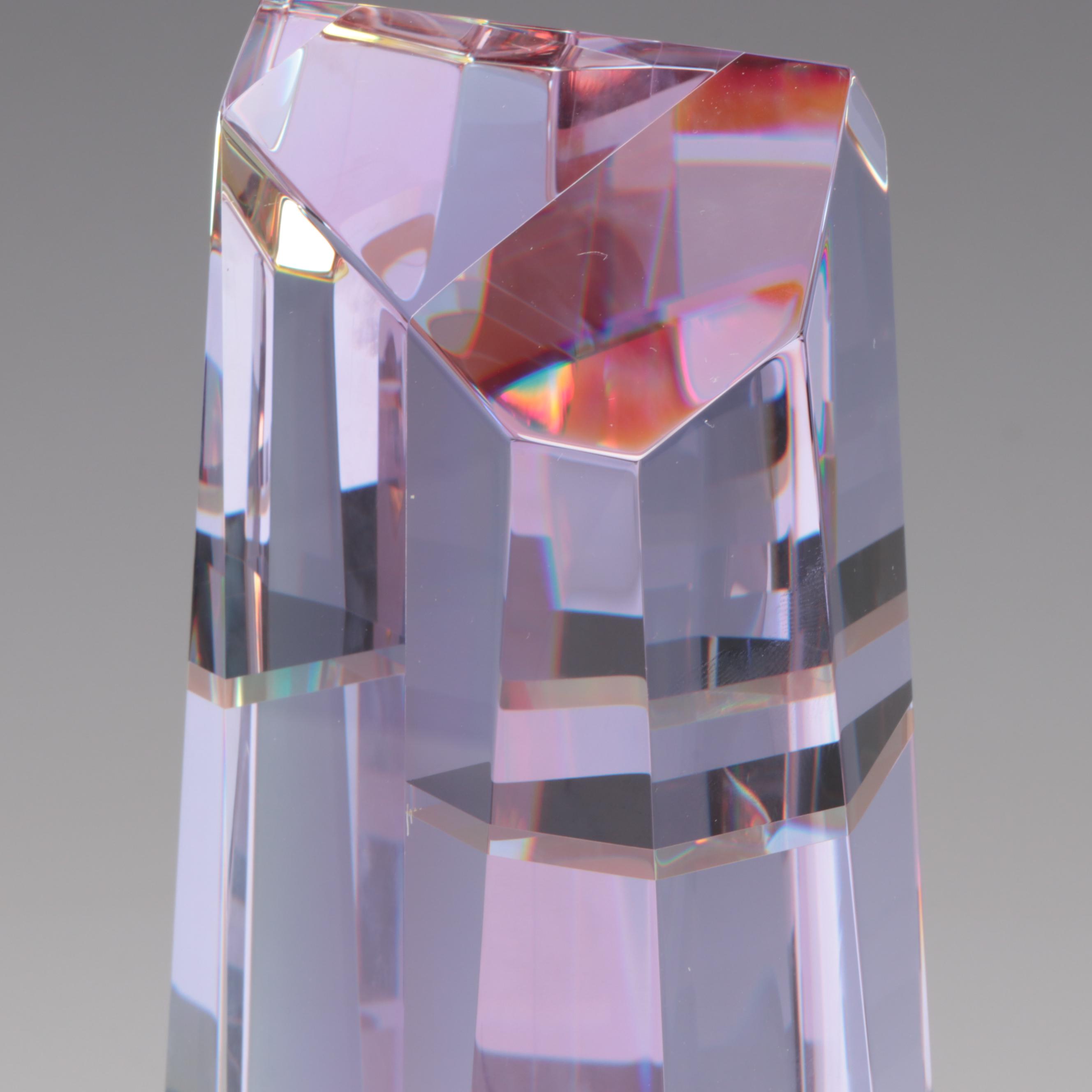 Paul Manners "Anja" Geometric Prismatic Studio Art Glass Sculpture, 1986