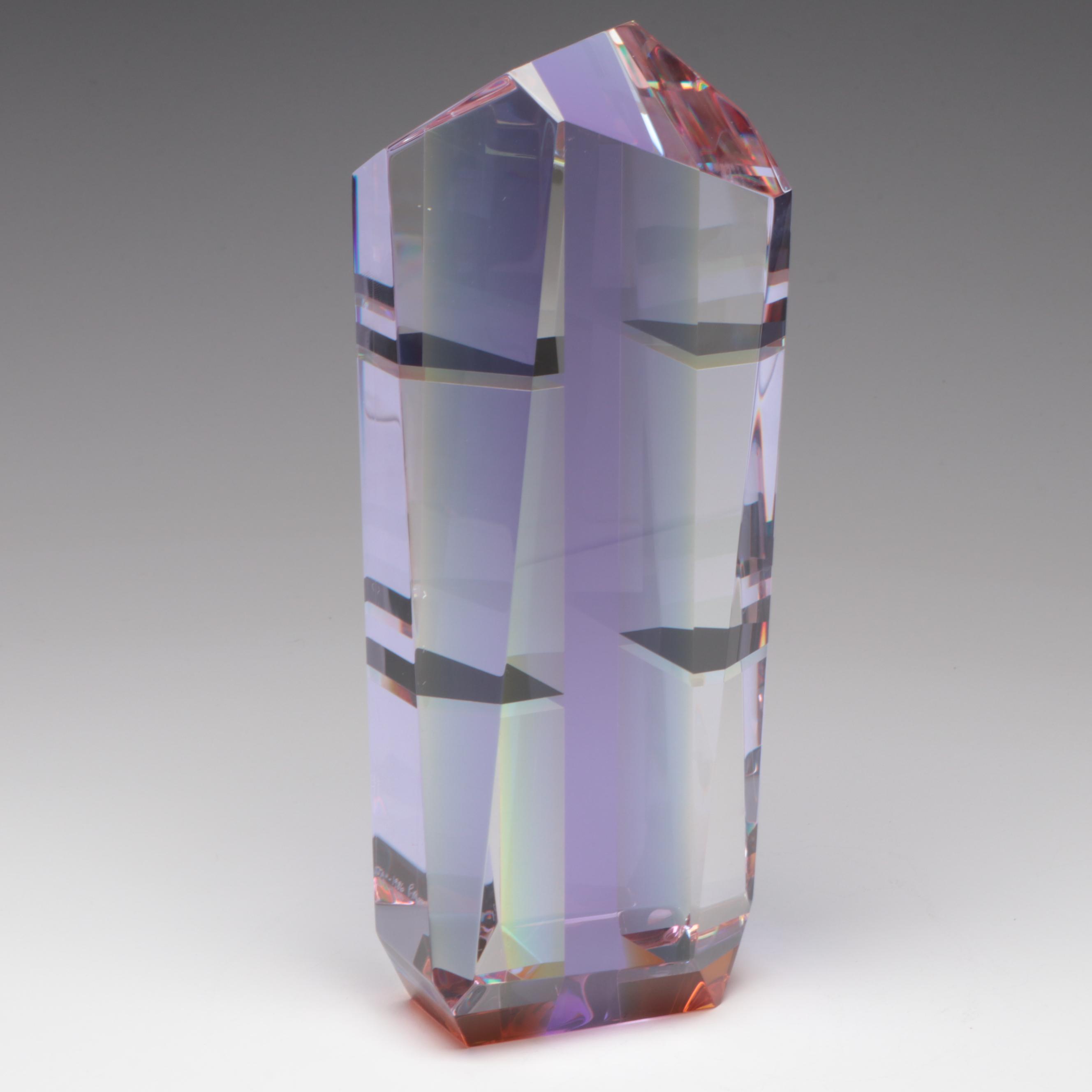 Paul Manners "Anja" Geometric Prismatic Studio Art Glass Sculpture, 1986