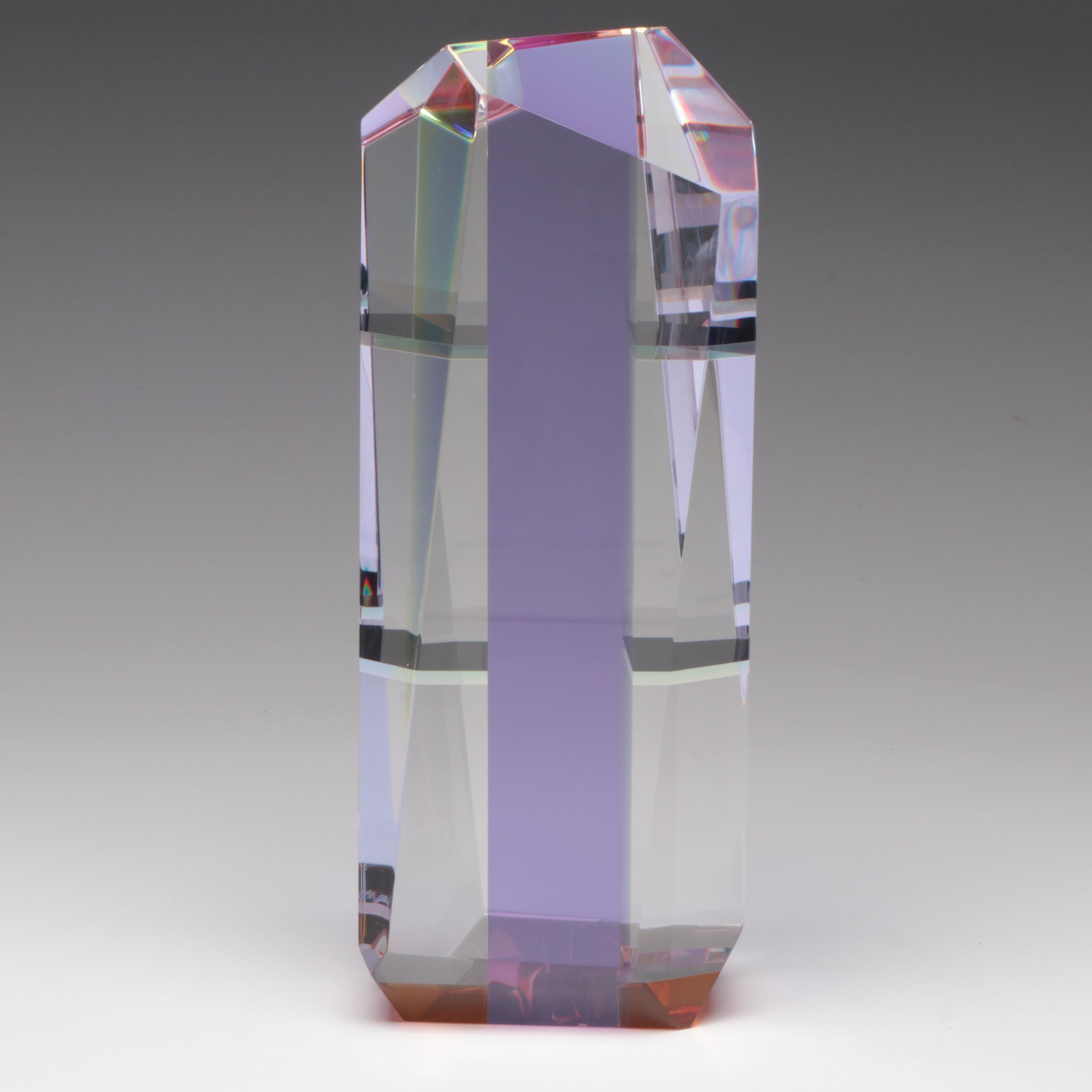 Paul Manners "Anja" Geometric Prismatic Studio Art Glass Sculpture, 1986