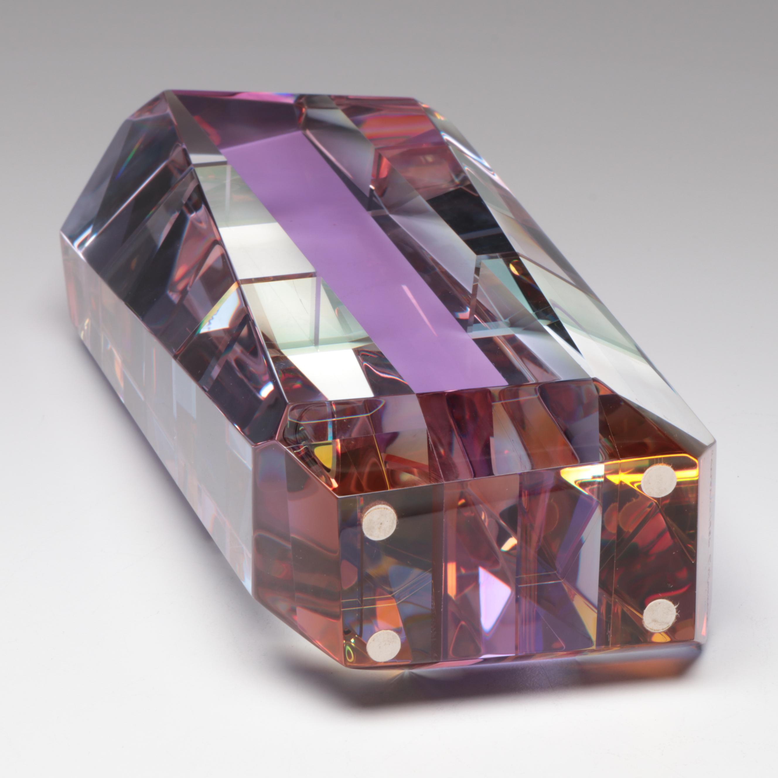 Paul Manners "Anja" Geometric Prismatic Studio Art Glass Sculpture, 1986