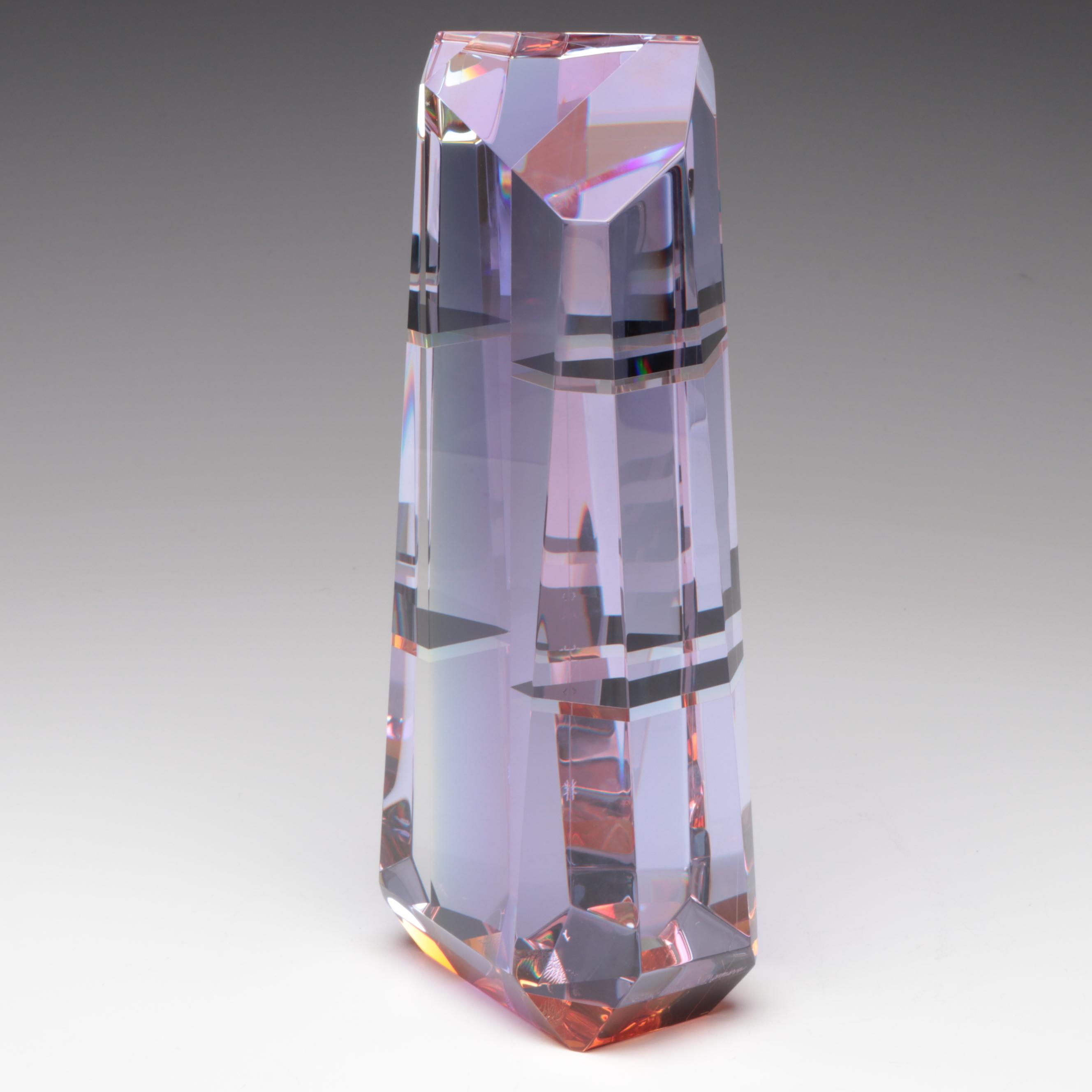 Paul Manners "Anja" Geometric Prismatic Studio Art Glass Sculpture, 1986