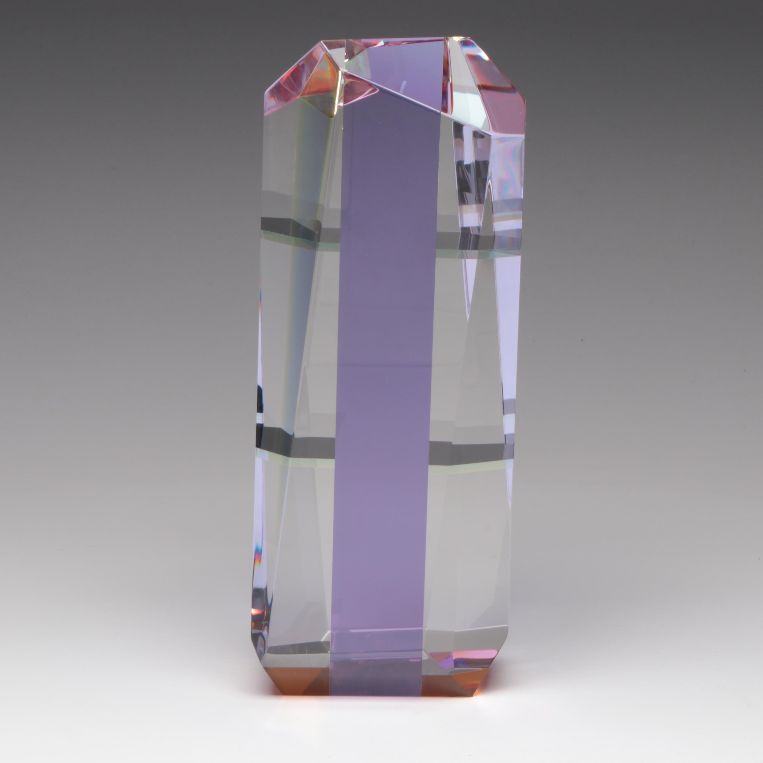 Paul Manners "Anja" Geometric Prismatic Studio Art Glass Sculpture, 1986