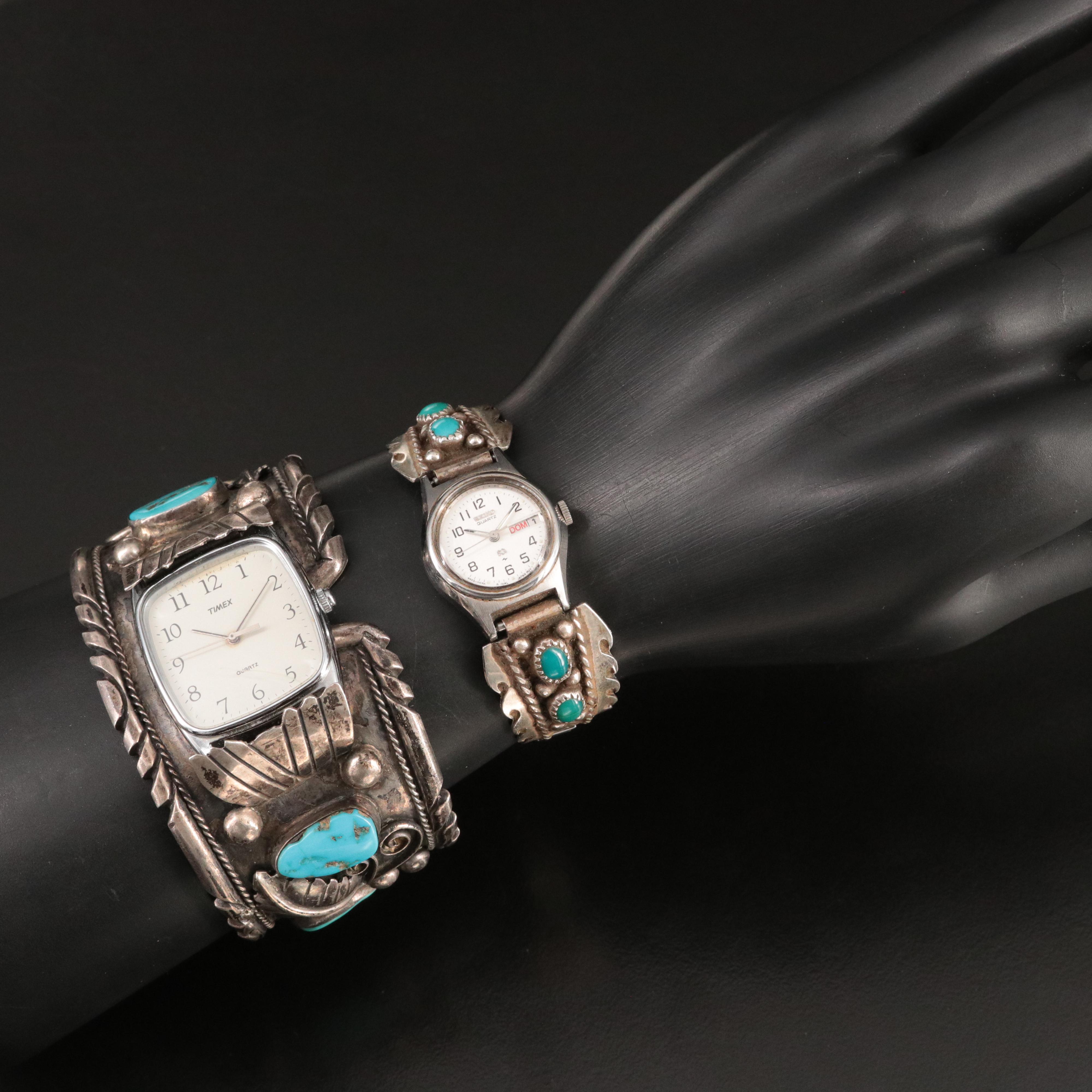 Neslon Begay and Phil Chapo Navajo Diné and Turquoise Featured in Watch Cuffs