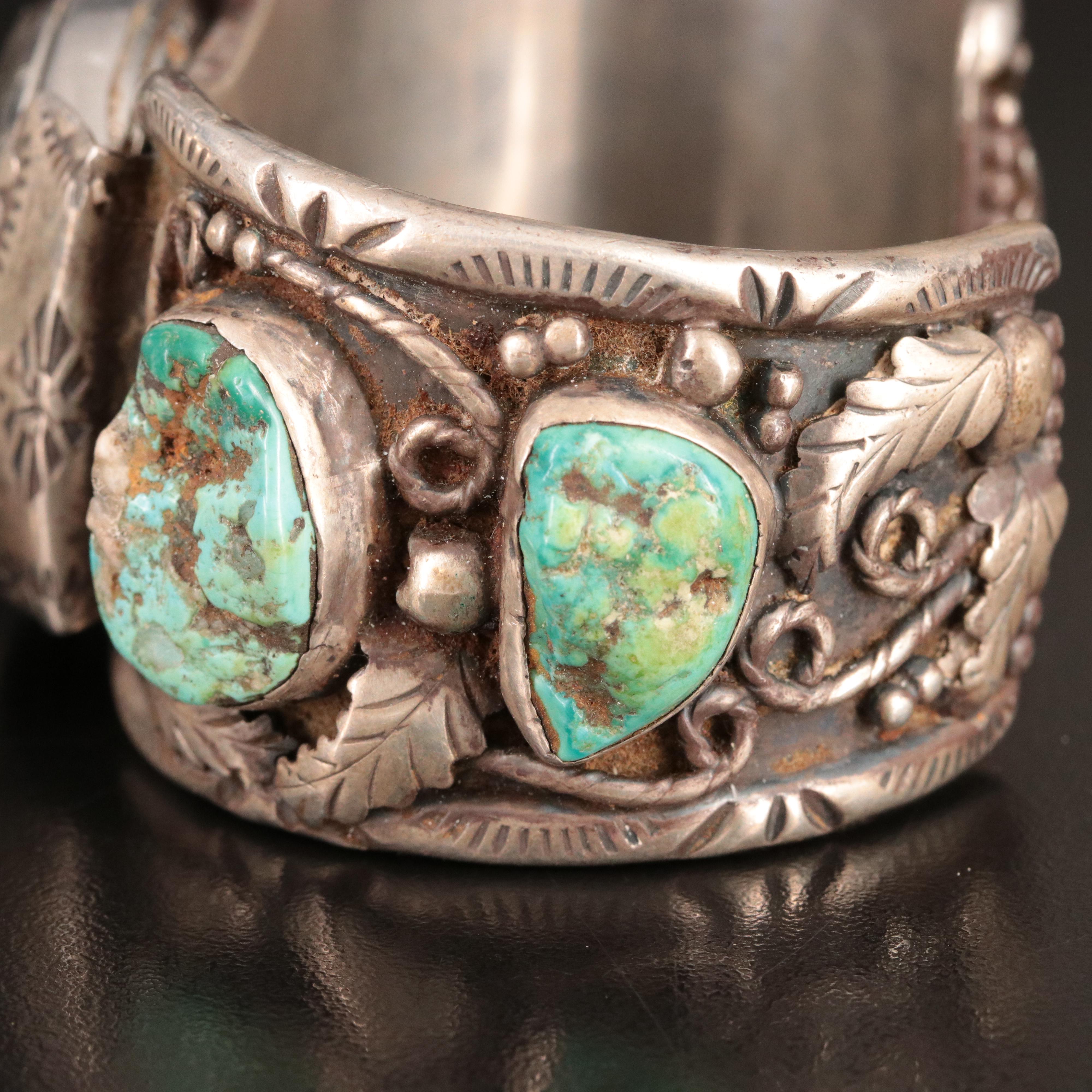 Neslon Begay and Phil Chapo Navajo Diné and Turquoise Featured in Watch Cuffs