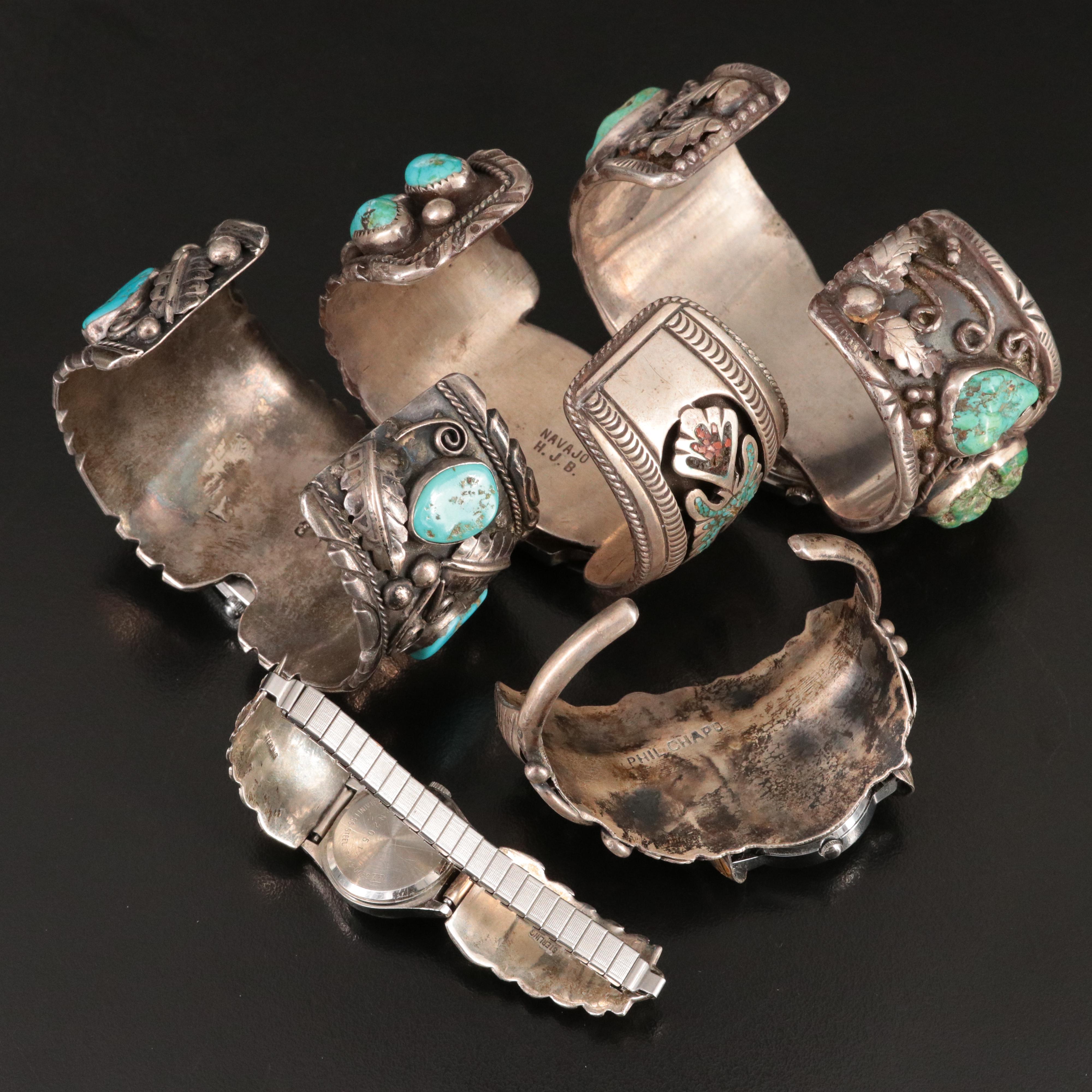 Neslon Begay and Phil Chapo Navajo Diné and Turquoise Featured in Watch Cuffs