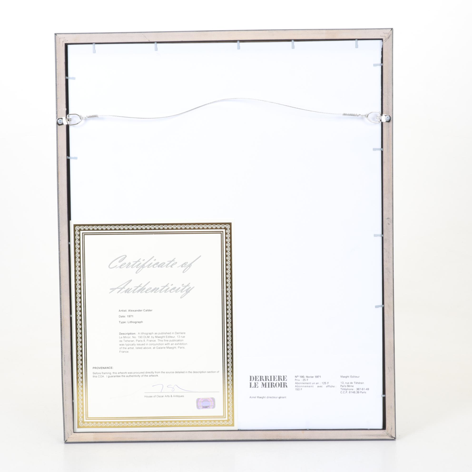 Alexander Calder Cover Color Lithograph for "Derrière le Miroir," 1971