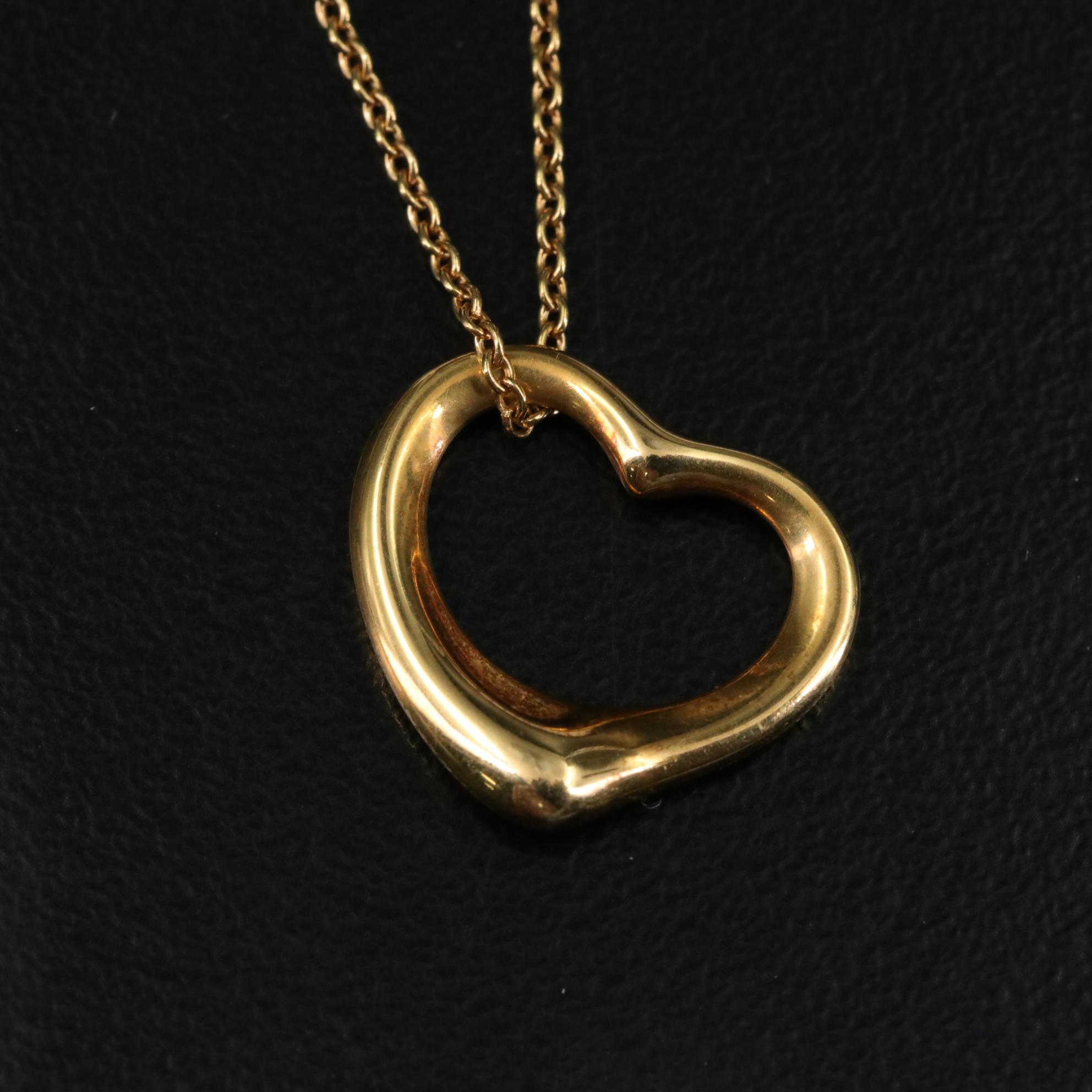 Elsa Peretti for Tiffany & Co. 18K Open Heart Pendant Necklace