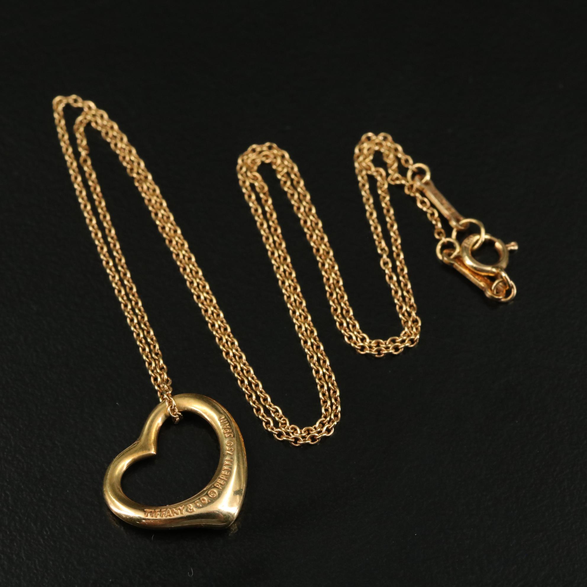 Elsa Peretti for Tiffany & Co. 18K Open Heart Pendant Necklace