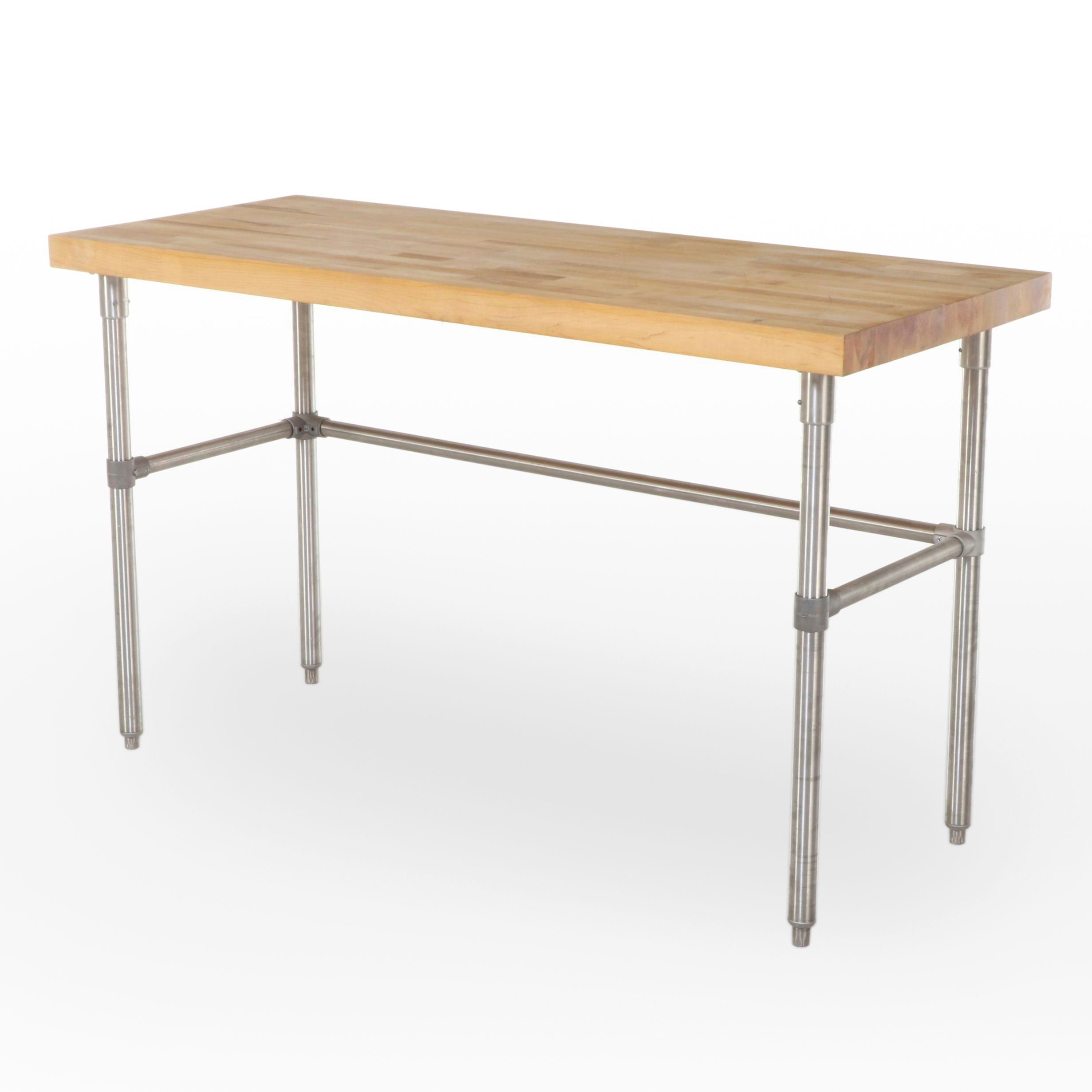 Contemporary Butcher Block Top Table