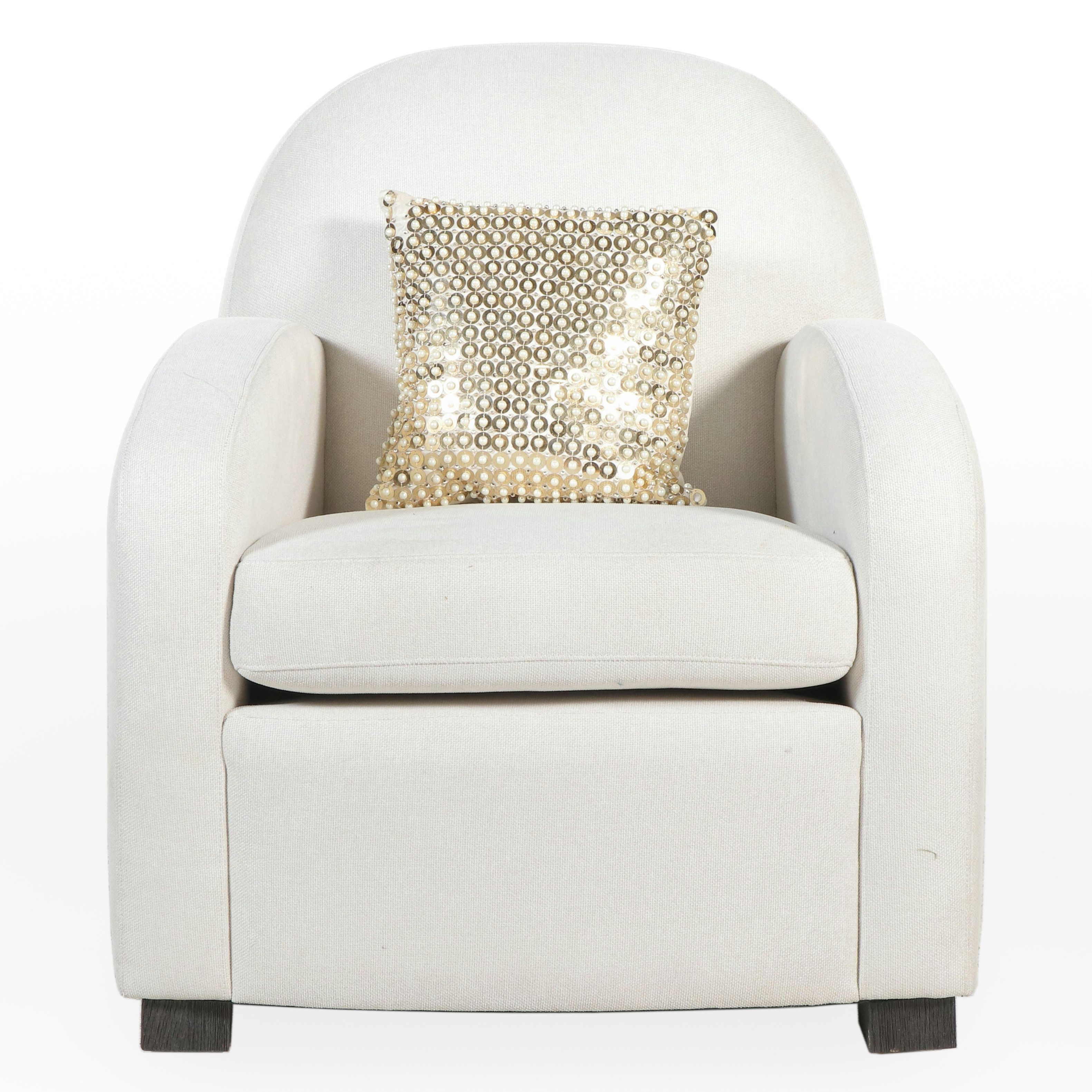 Pottery Barn Upholstered Club Chair with Sequinned Pillow