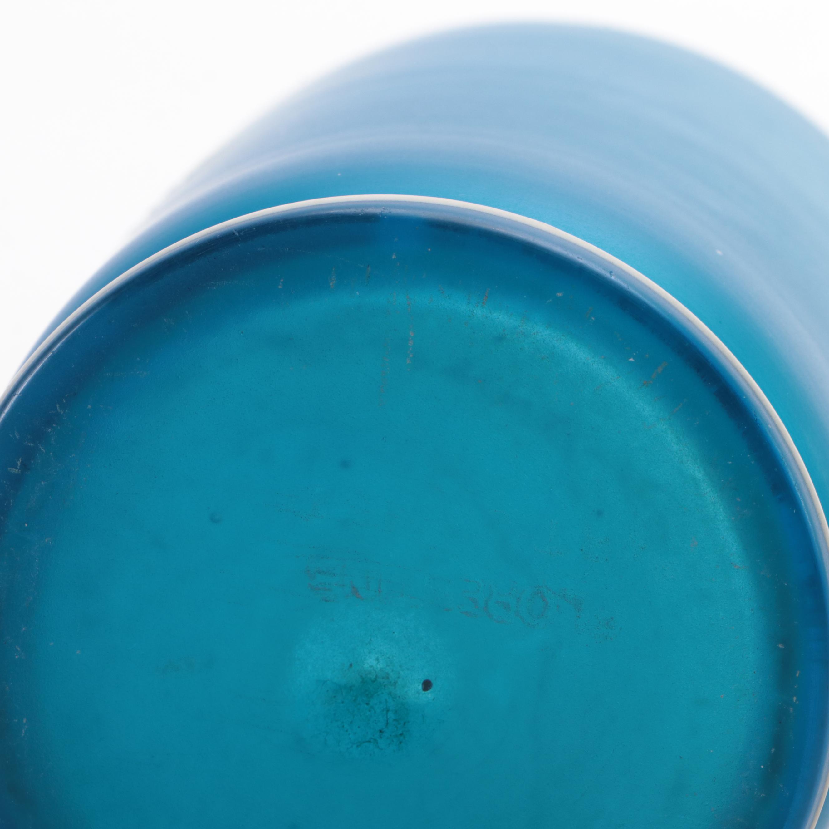 Victorian Style Prussian Blue and Pink Hand-Painted Enameled Satin Glass Vases