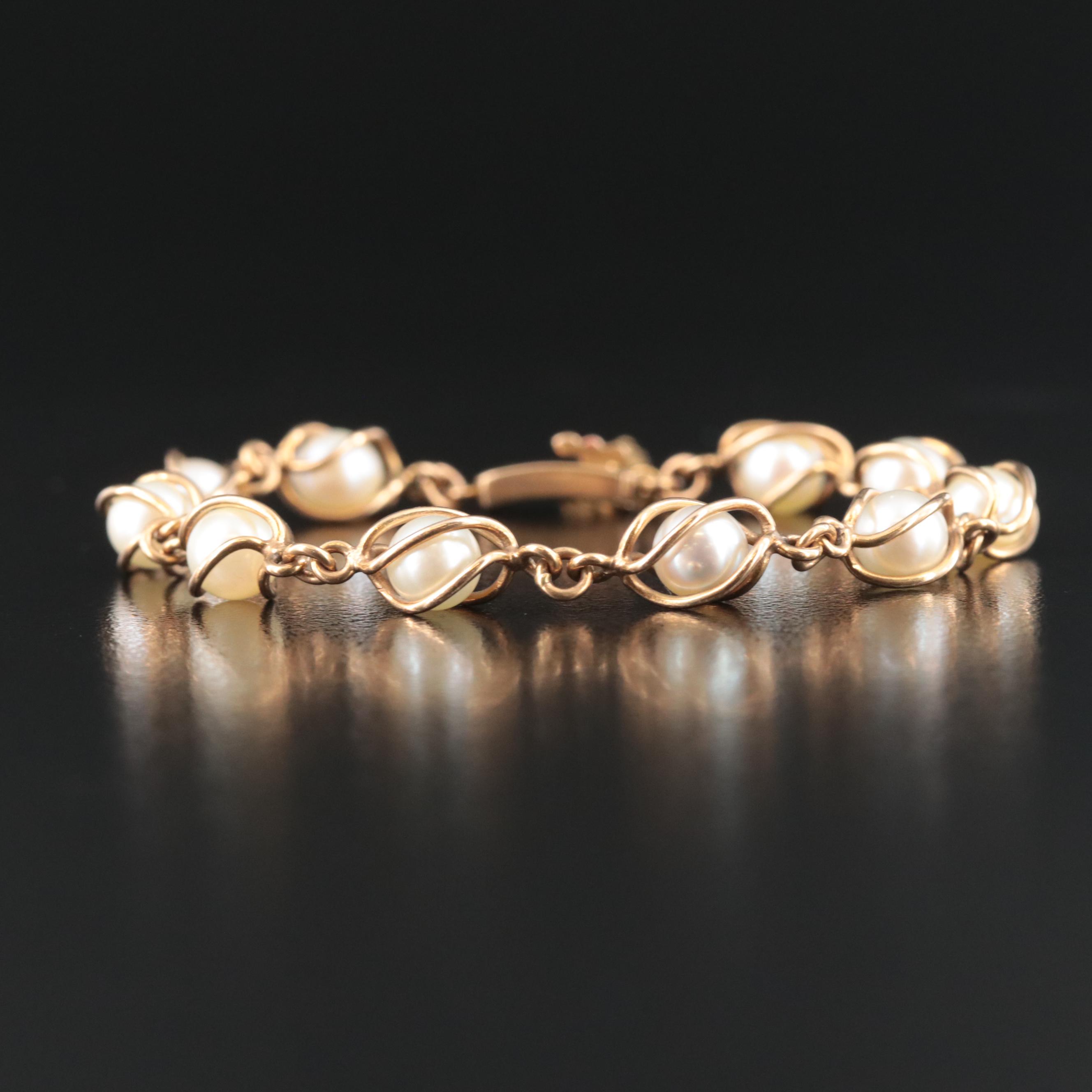 Vintage 18K Pearl Bracelet