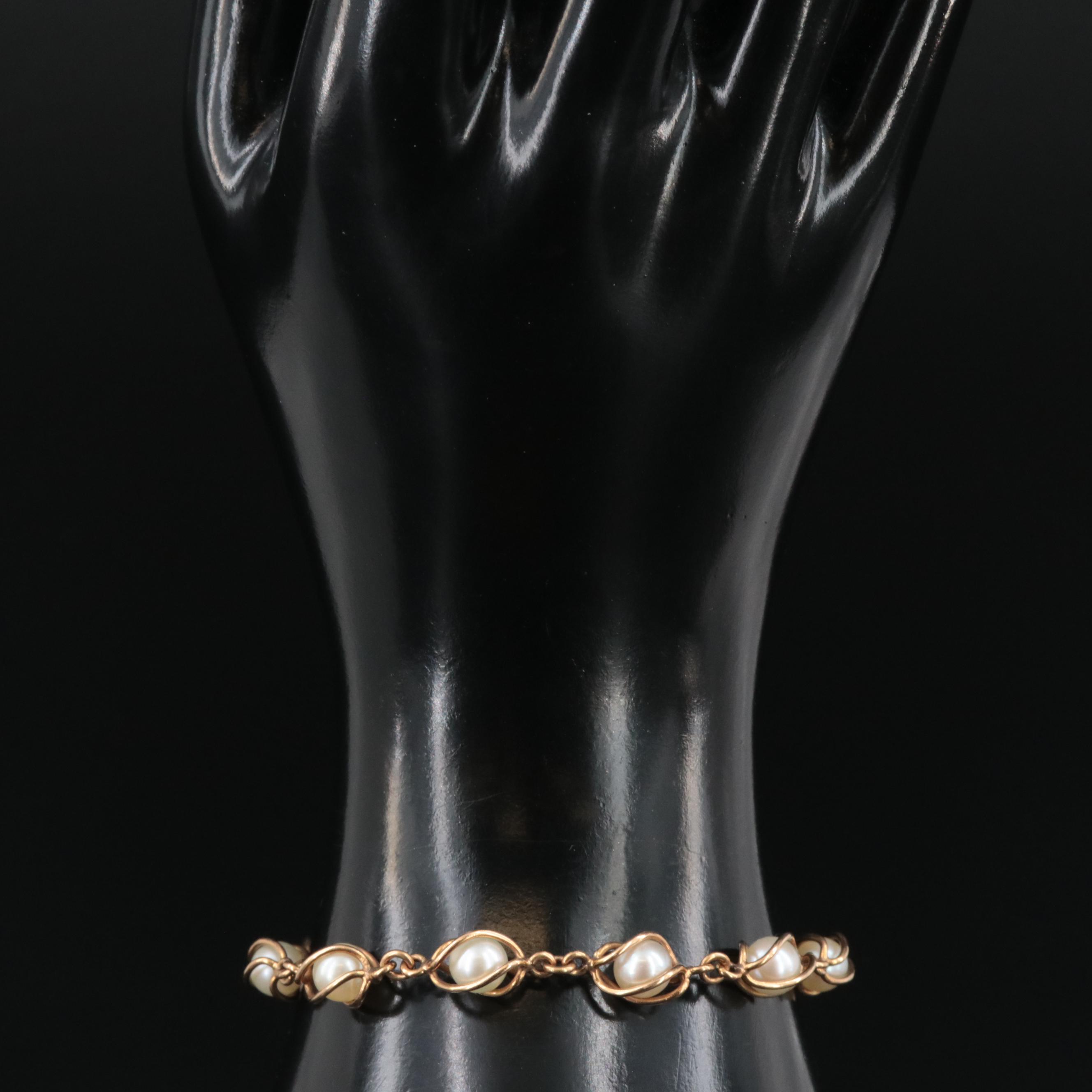 Vintage 18K Pearl Bracelet