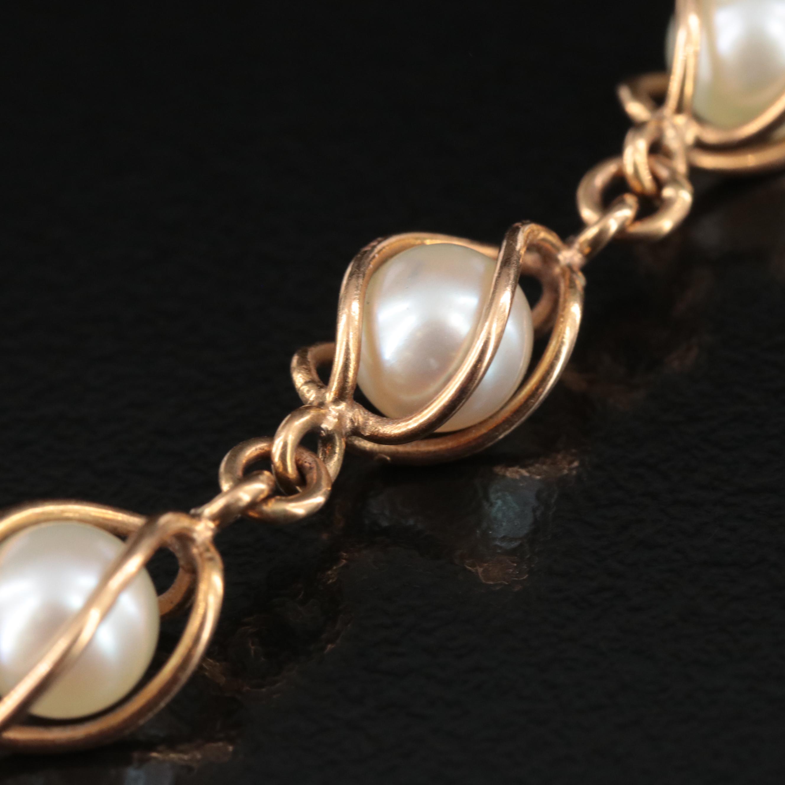 Vintage 18K Pearl Bracelet