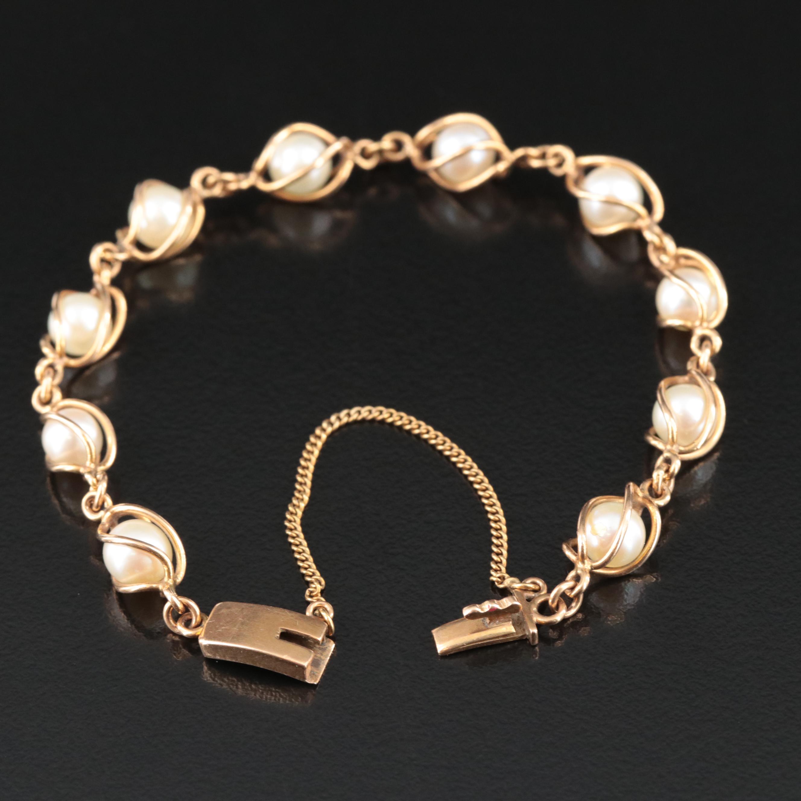 Vintage 18K Pearl Bracelet