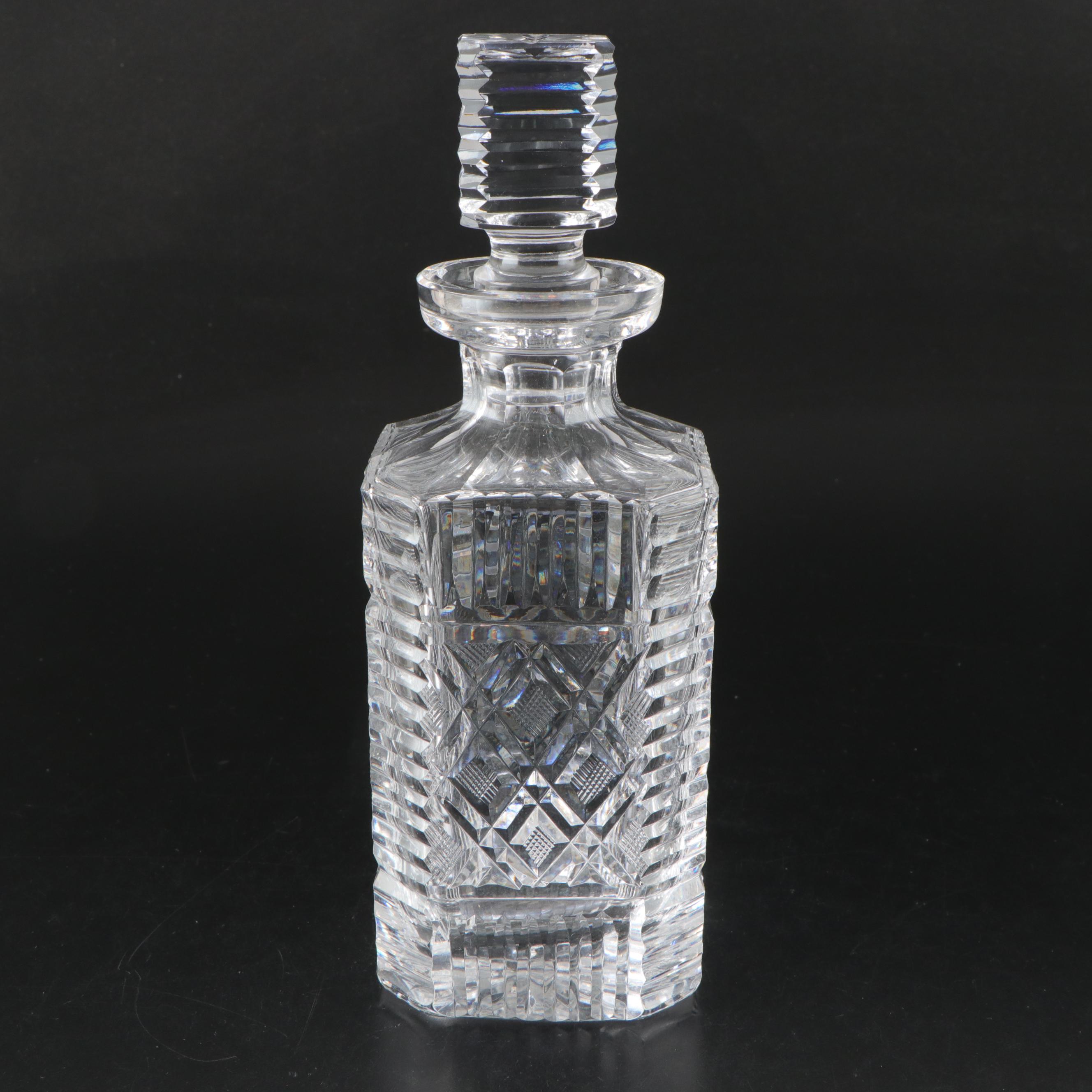 Waterford Cut Crystal Decanters with Engraved Sterling Labels, 1970s