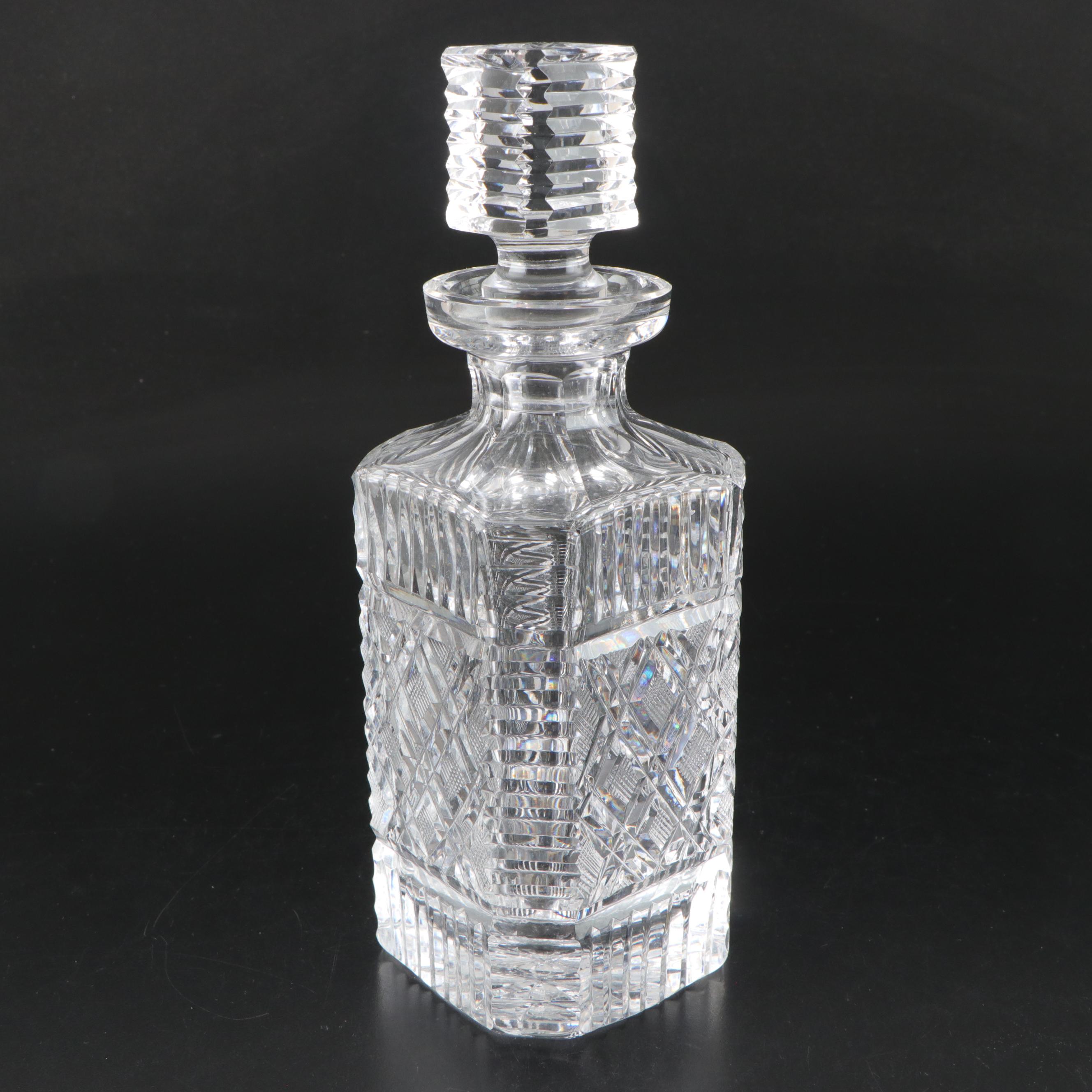 Waterford Cut Crystal Decanters with Engraved Sterling Labels, 1970s