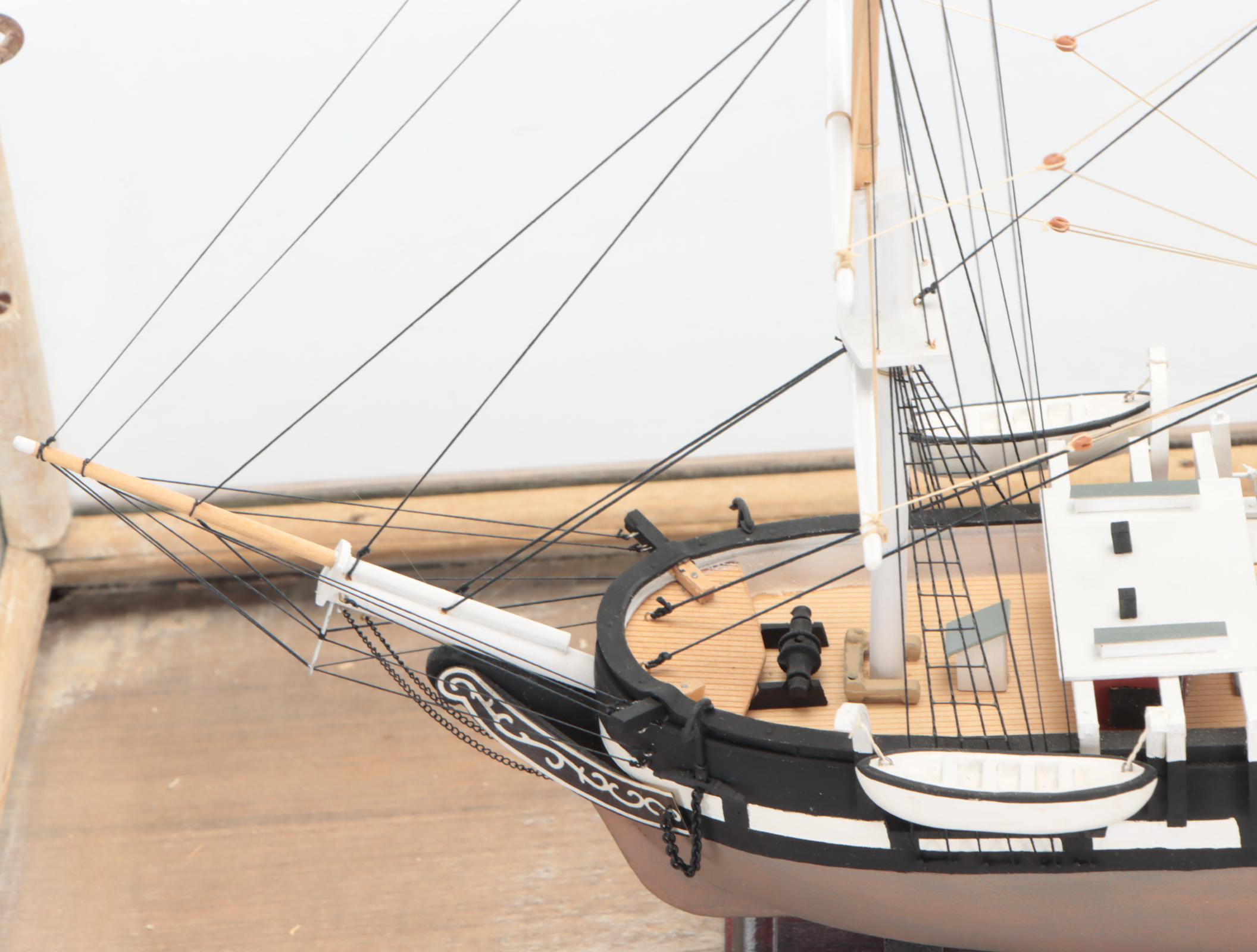 Columbus Show Case Co. Glass and Wood Display Case with Ship Model