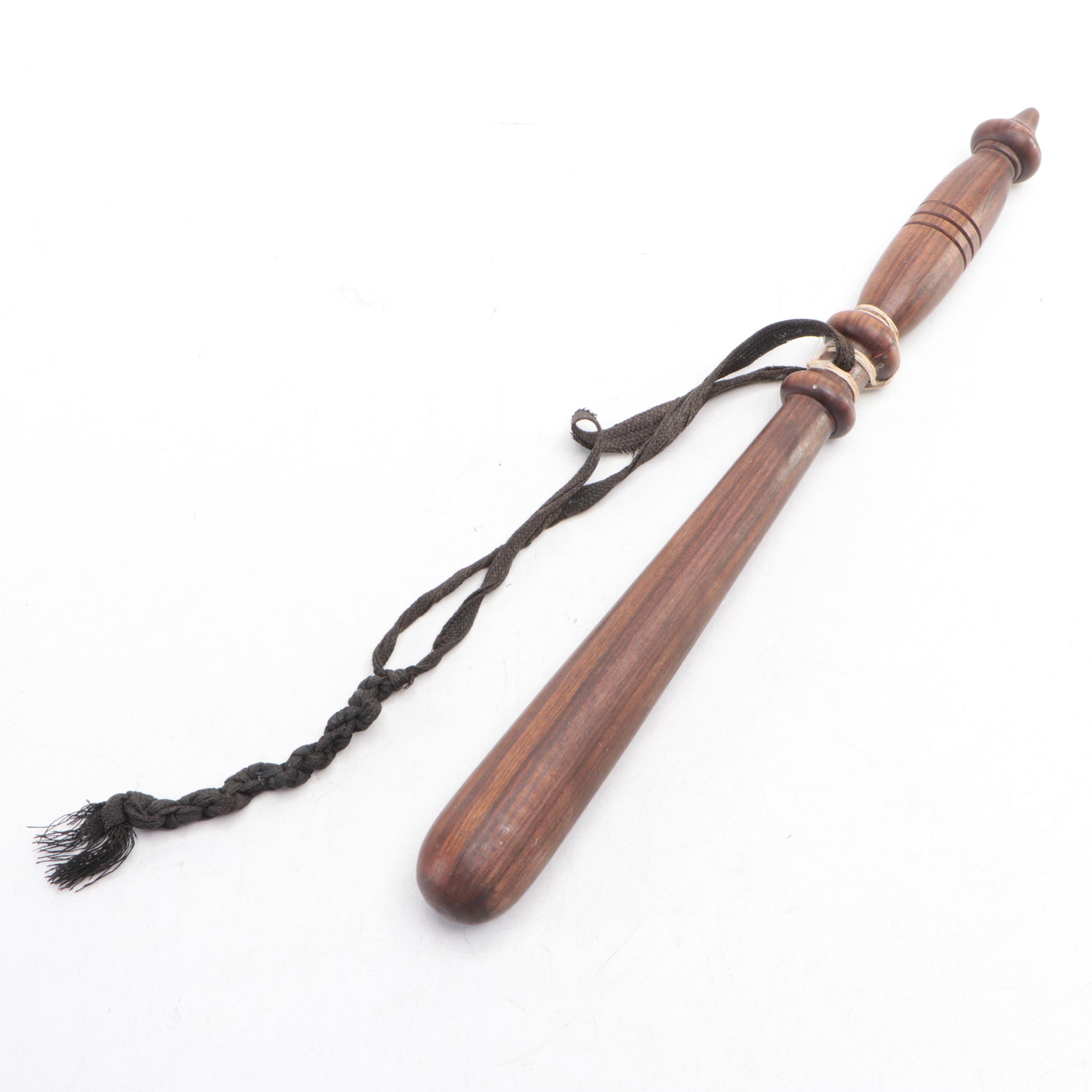 Carved Wooden Baton and Nightstick, Early 20th Century